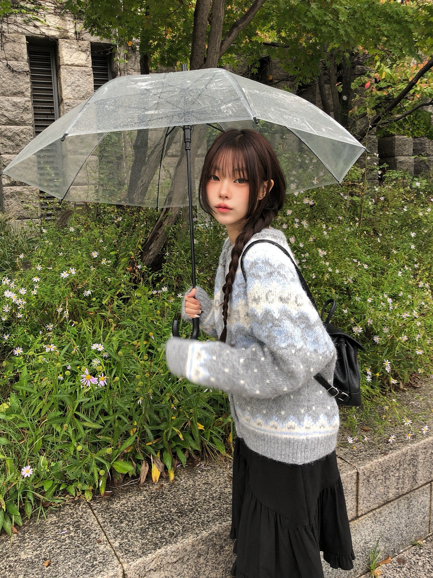 厚手ノルディック柄ボタンニットカーディガン