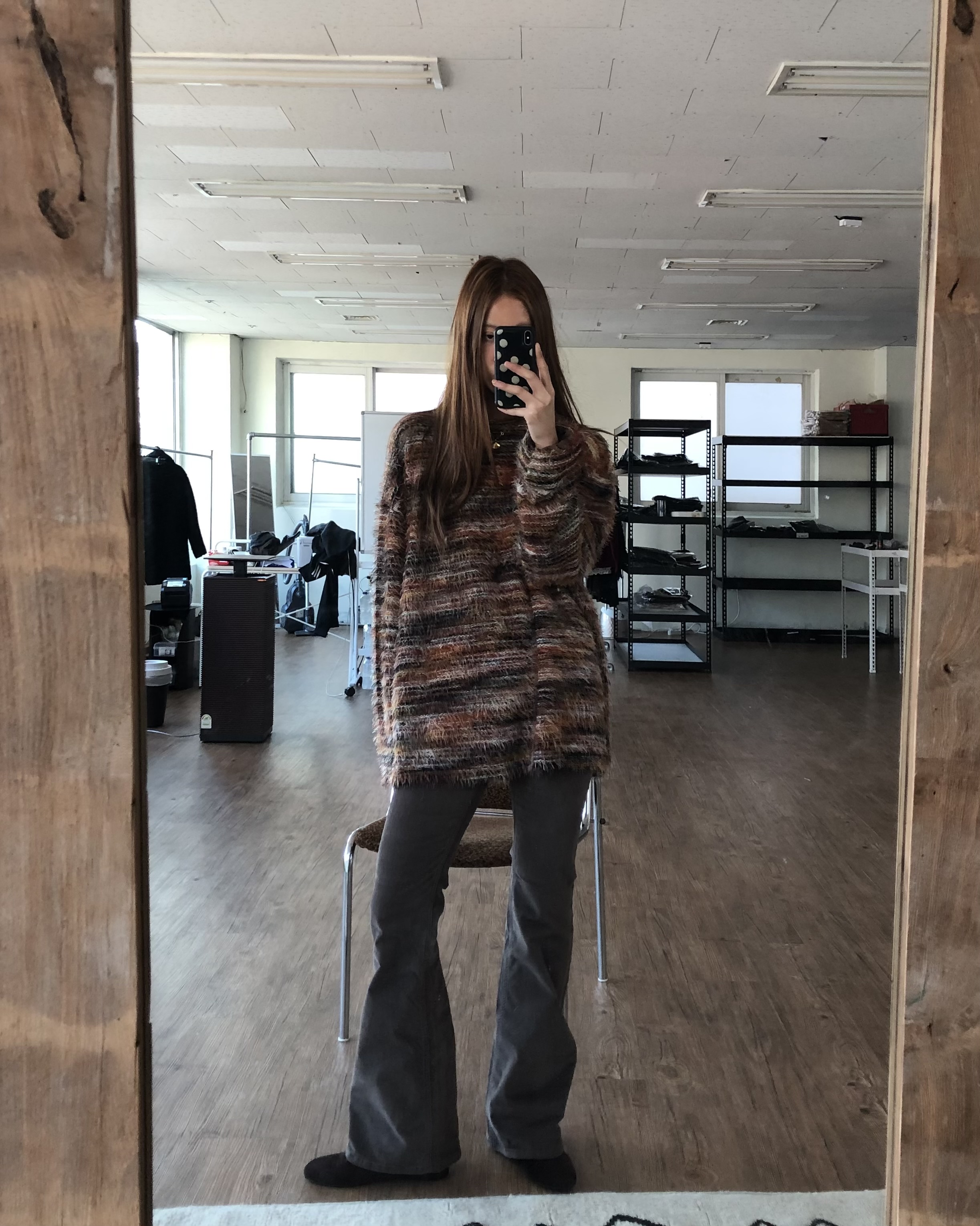 brownie suede boots-cut pants