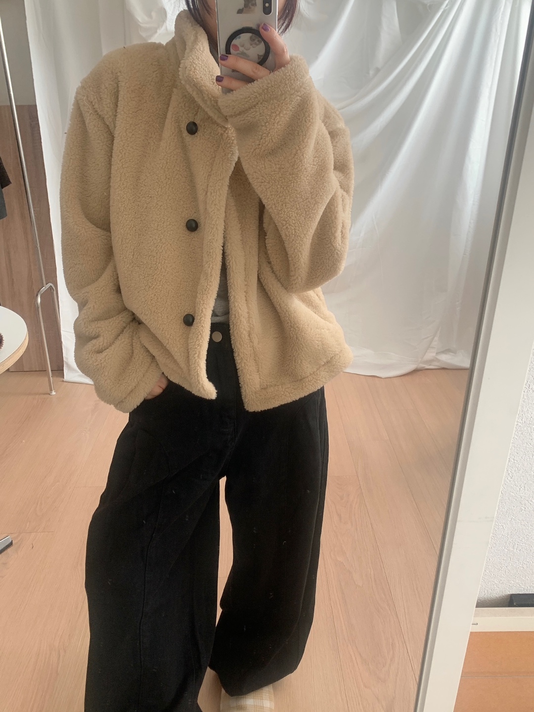 フリースハイネックボアコート