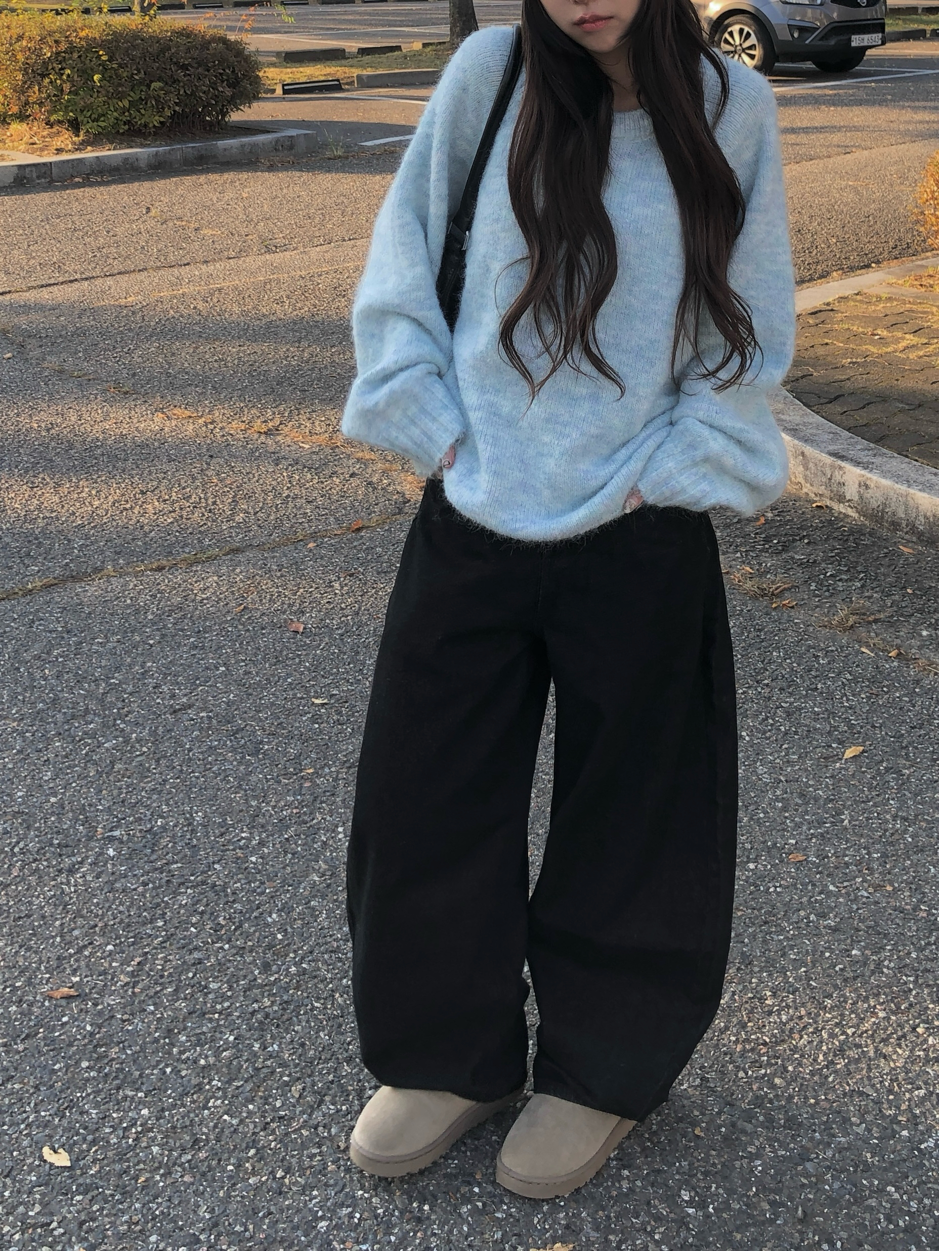 レタリングパッチブラックワイド生デニムパンツ