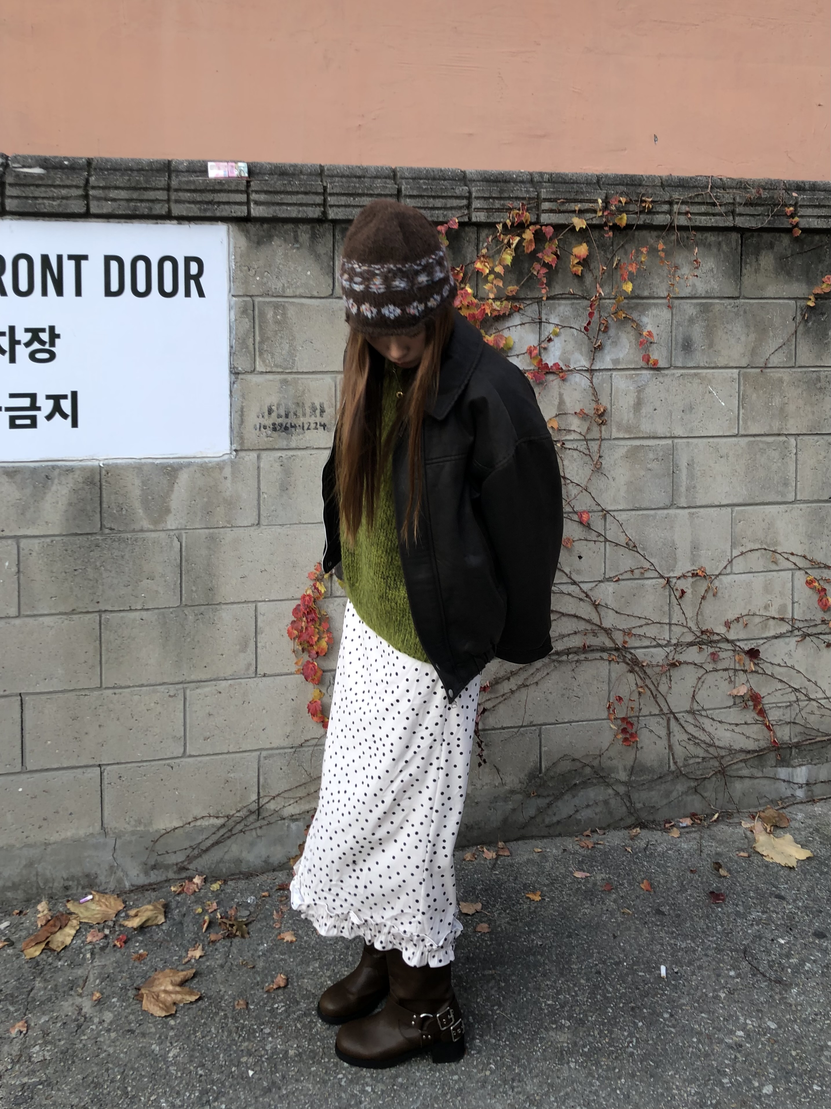 corduroy dot frill skirt