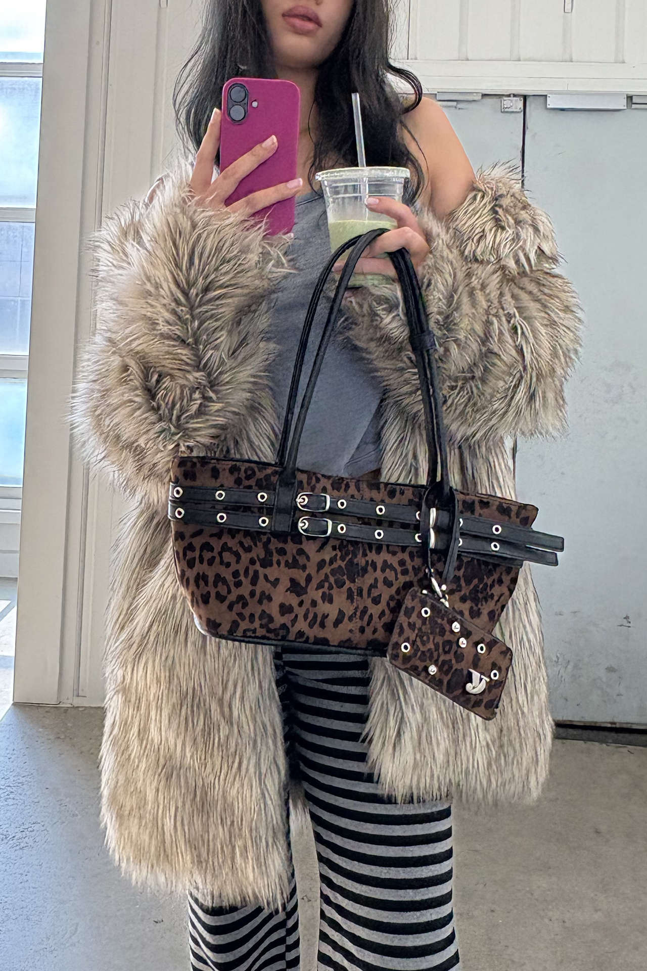 Y button wallet (leopard)