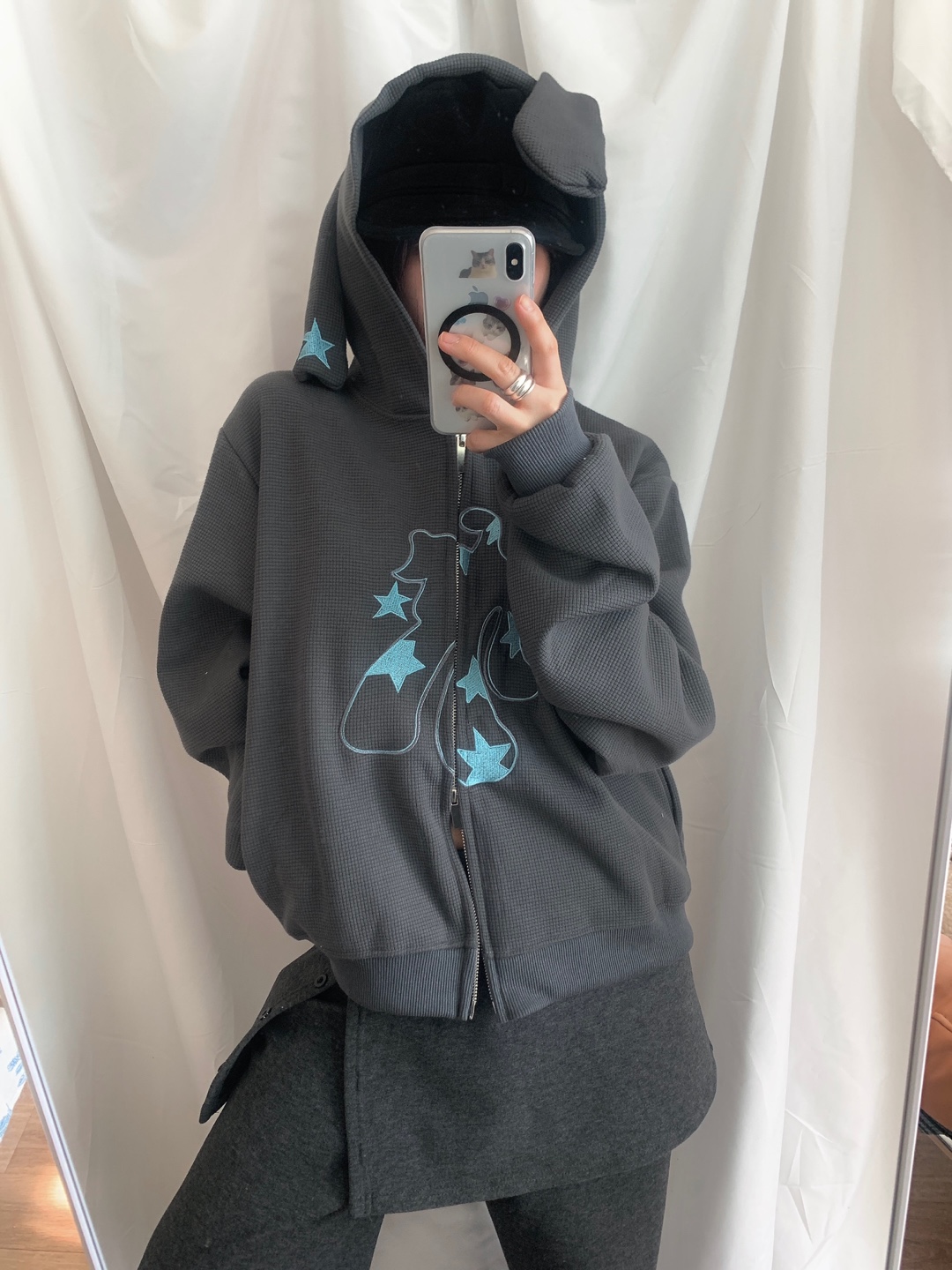 星刺繍フードパーカー | ファッション通販サイト NUGU