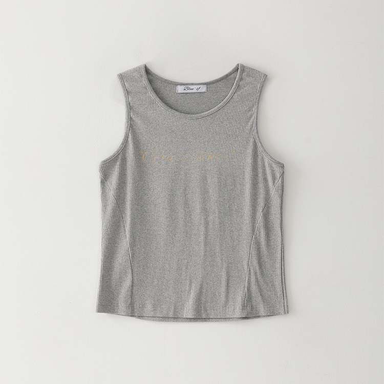 Bluesf lettering printed sleeveless