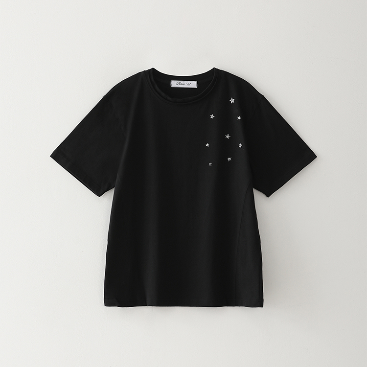 Bluesf vintage 90s star crop Tee [Black]