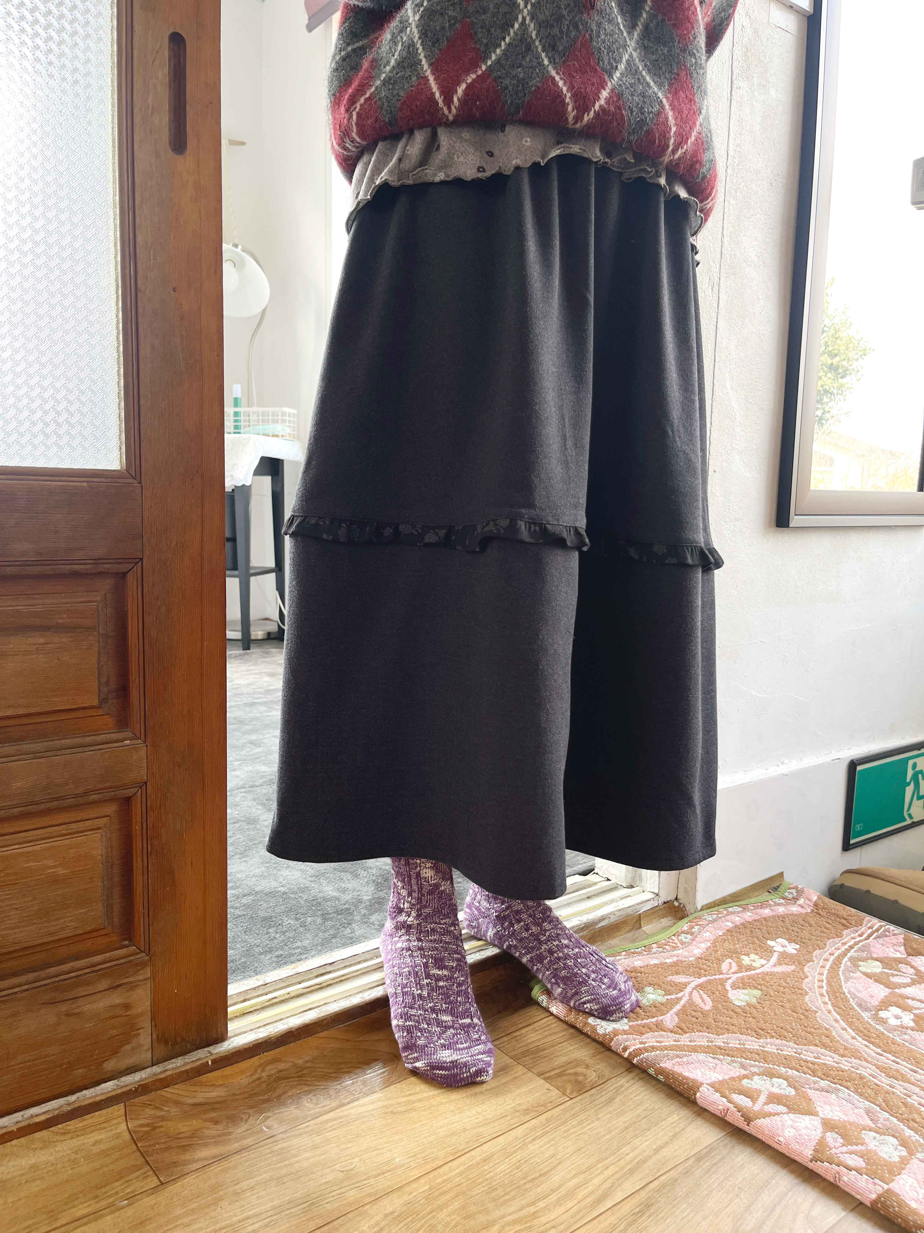 [9.hope] 裏起毛 フリル スカート