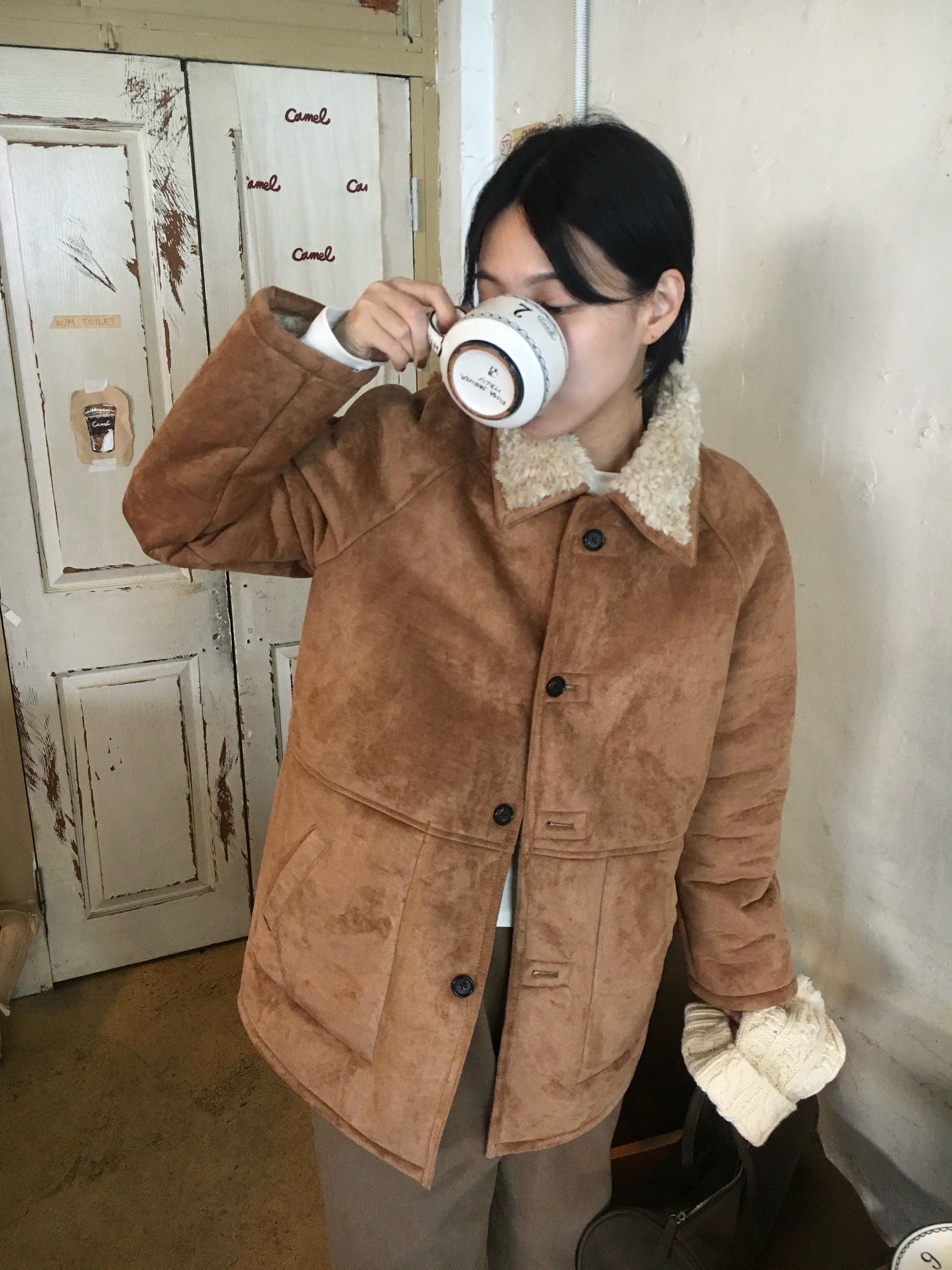 REVERSIBLE SHEARING COAT_CAMEL