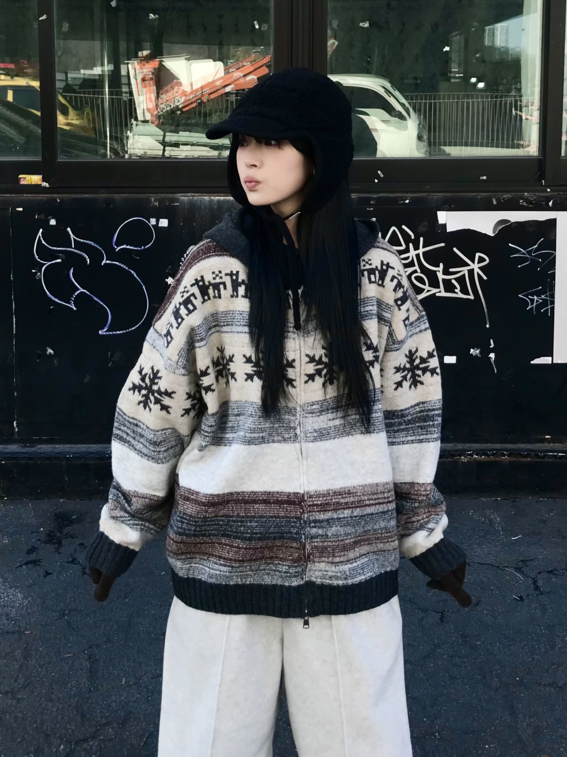 (1 color) ノルディック ボーダー パーカー