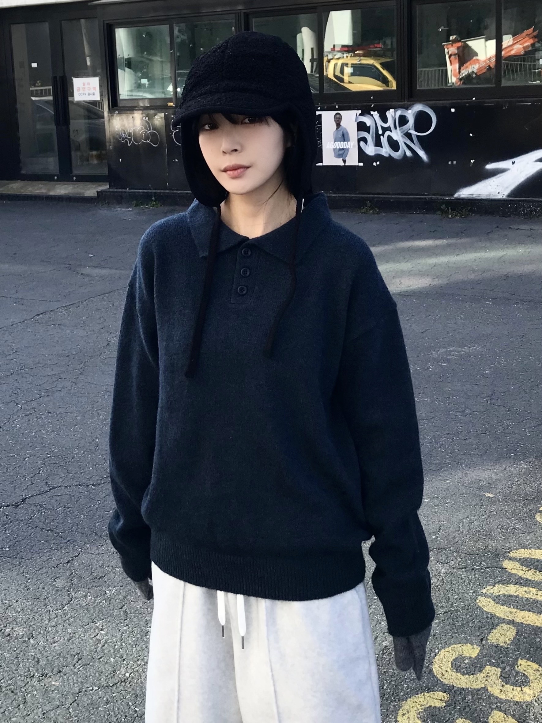 (7 color) 襟付き ニット