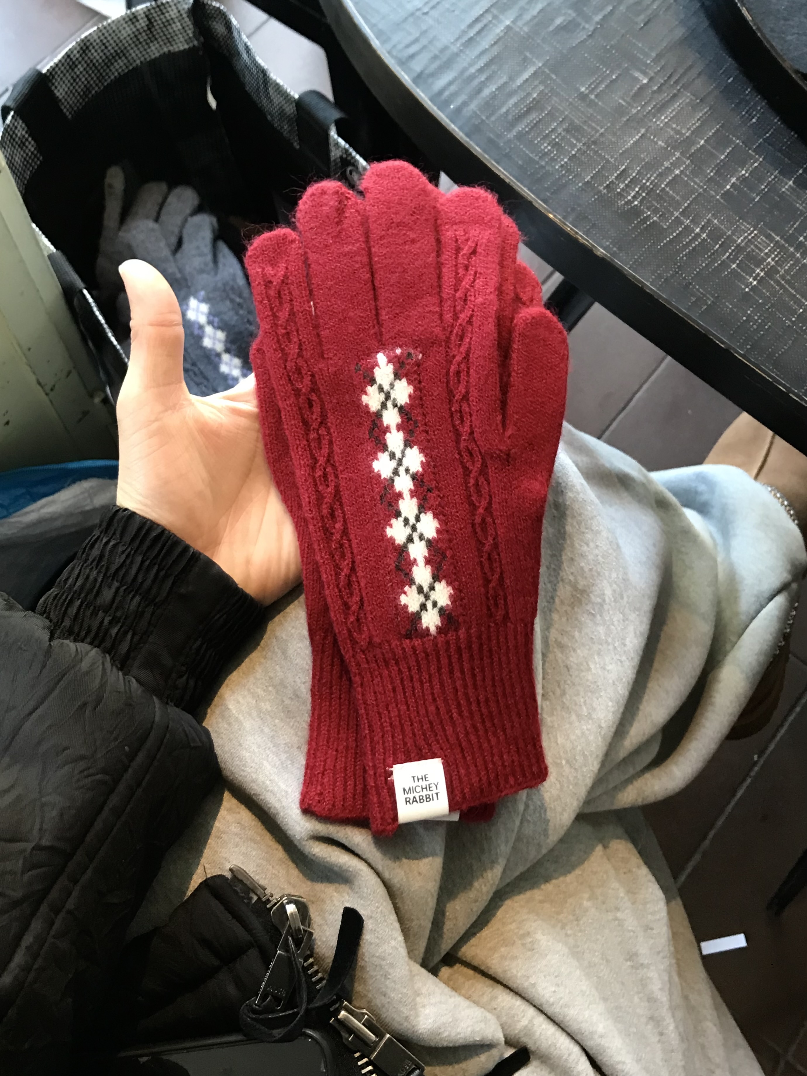 (6 color) アーガイル 指穴付き 手袋