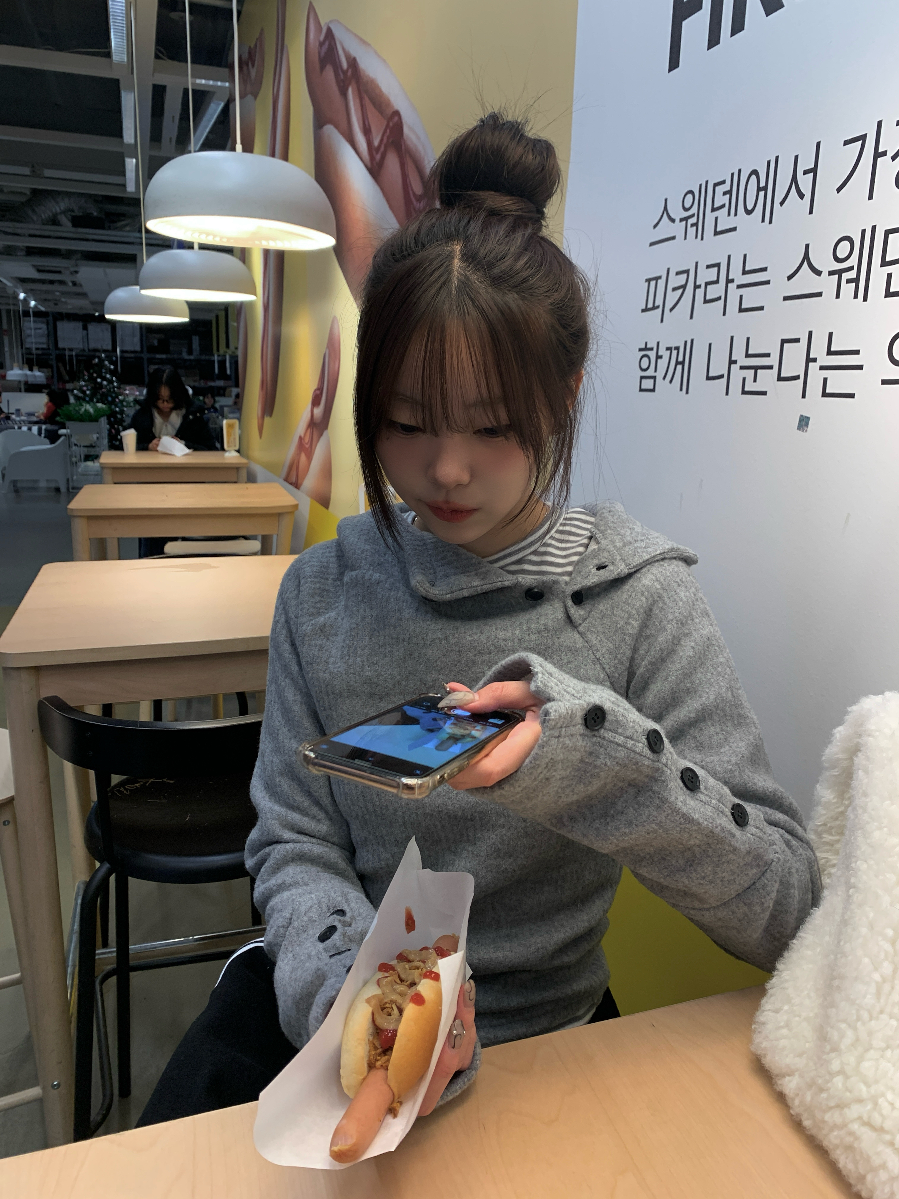 ハイネックボタンフリースリブニットパーカー