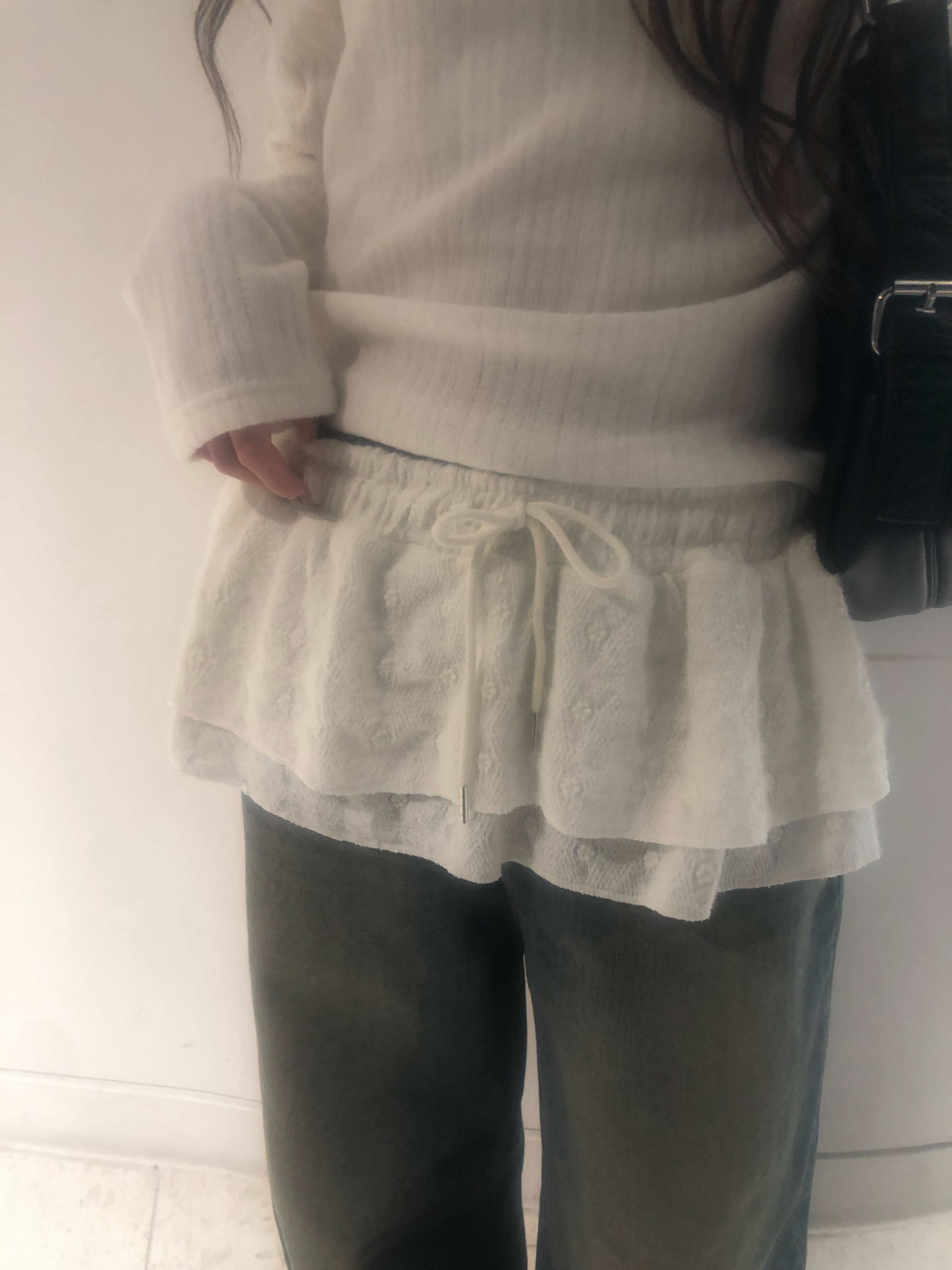 雪花模様ティアードフリルミニレイヤードスカート