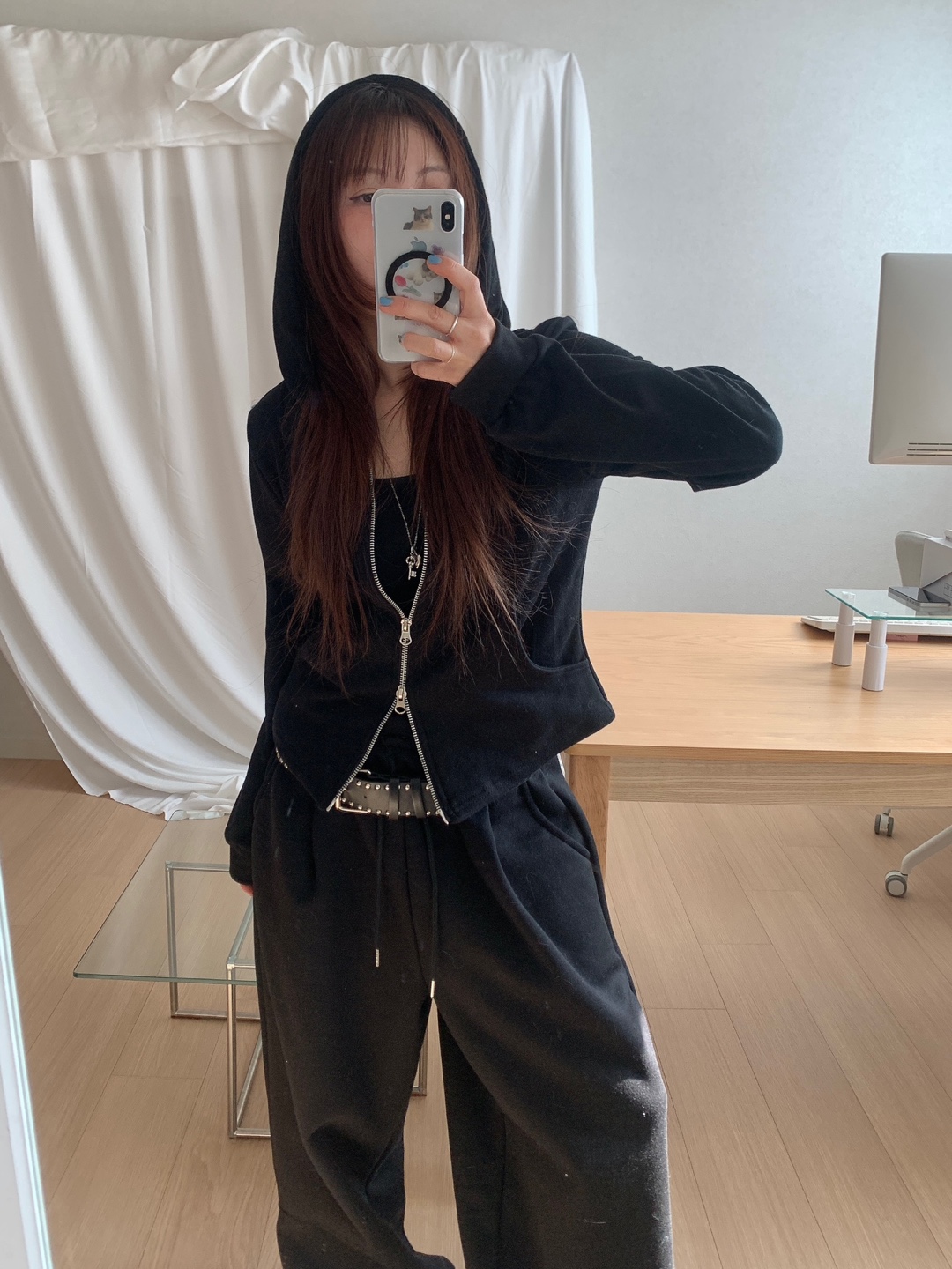 set)レイヤードジップアップパーカーキャミセット | ファッション通販