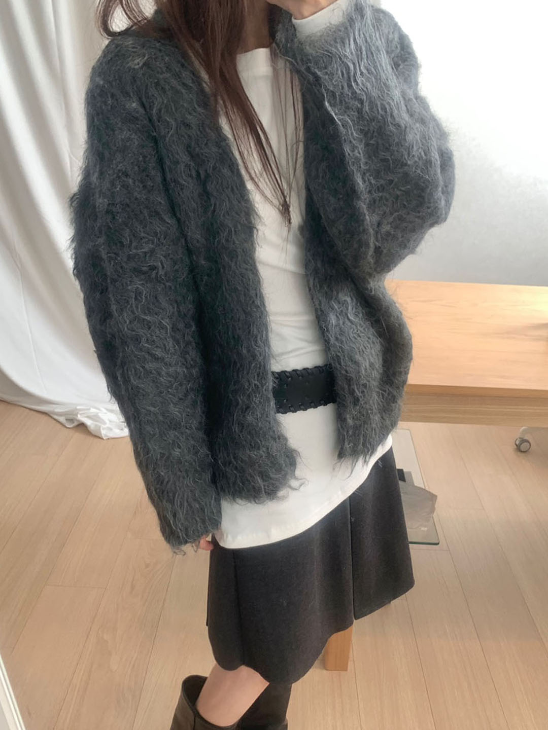 GUCCI グレー ニット アンゴラ　モヘア　Sサイズ Gucci メンズブラッシュドウールモヘアポイントカラーカーディガンズ