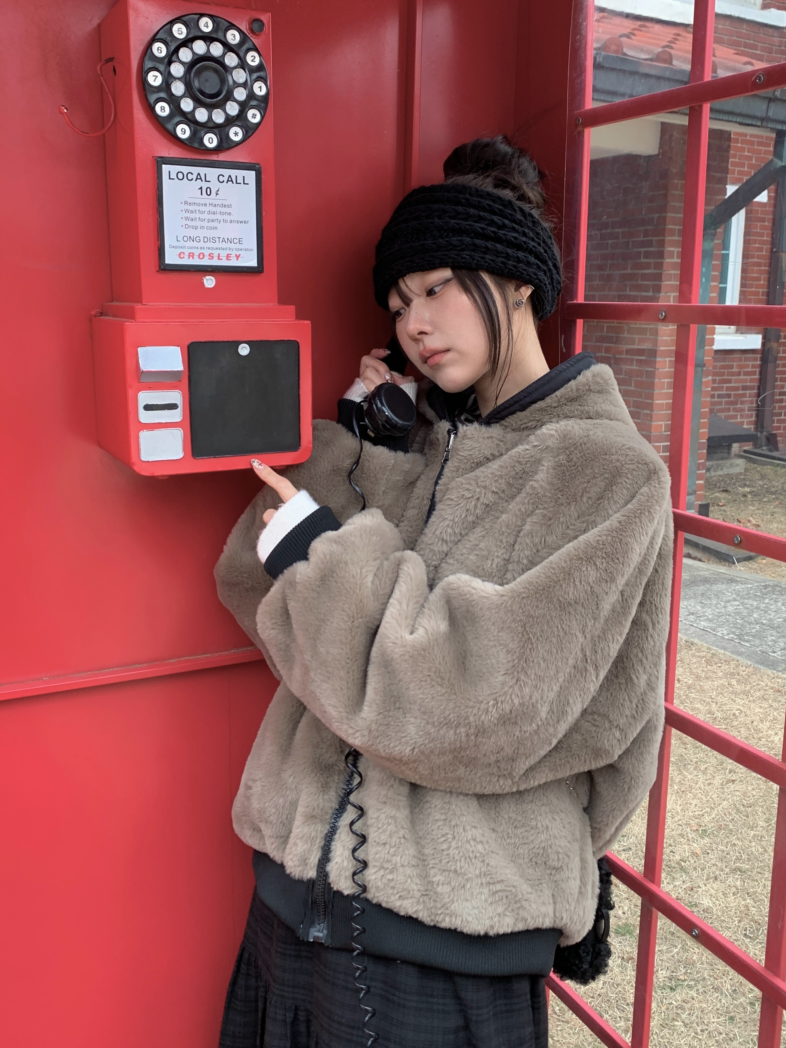 リバーシブルフードフェイクファーブルゾン