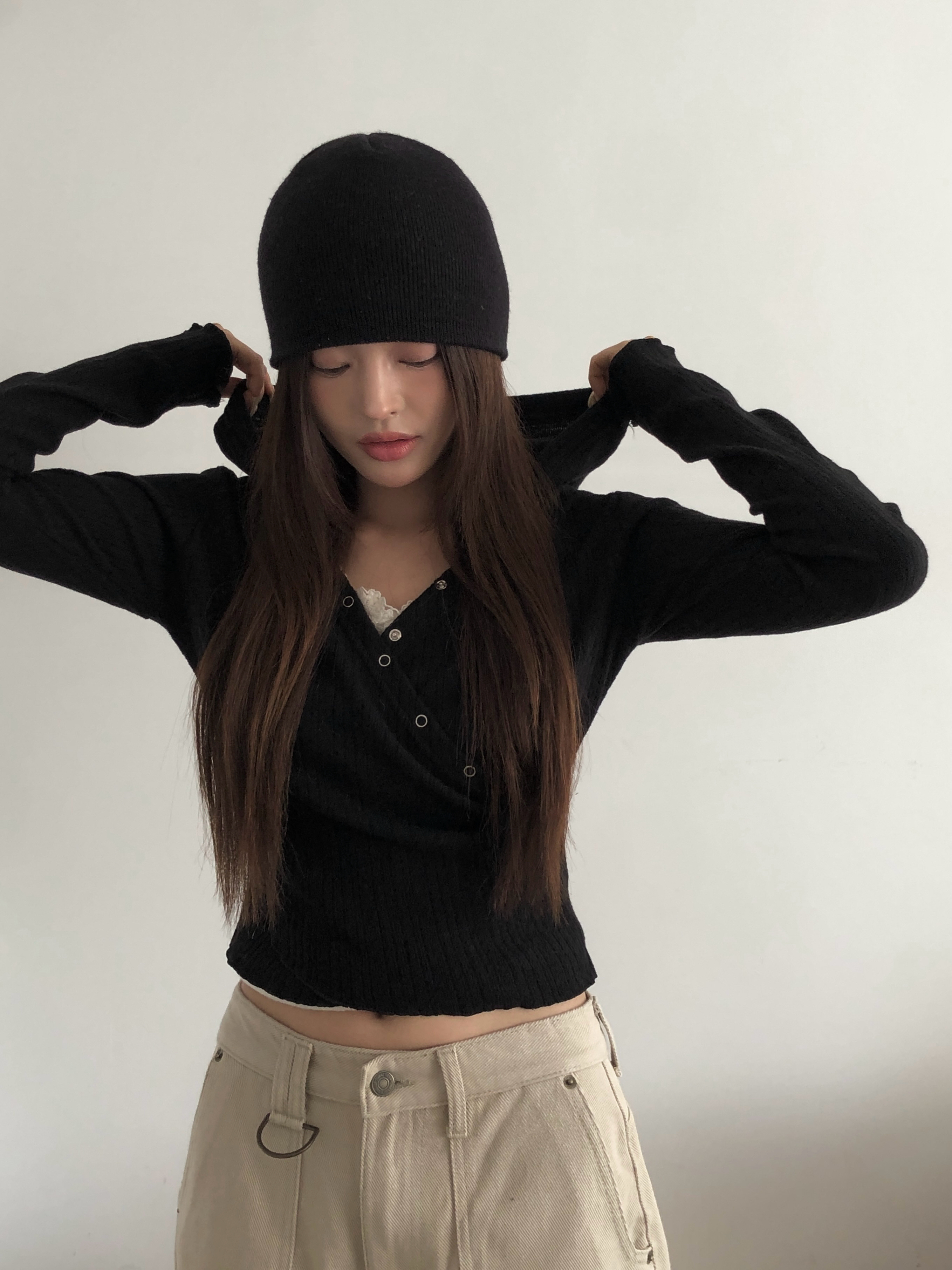 裏起毛 ボタン カシュクール フーディー