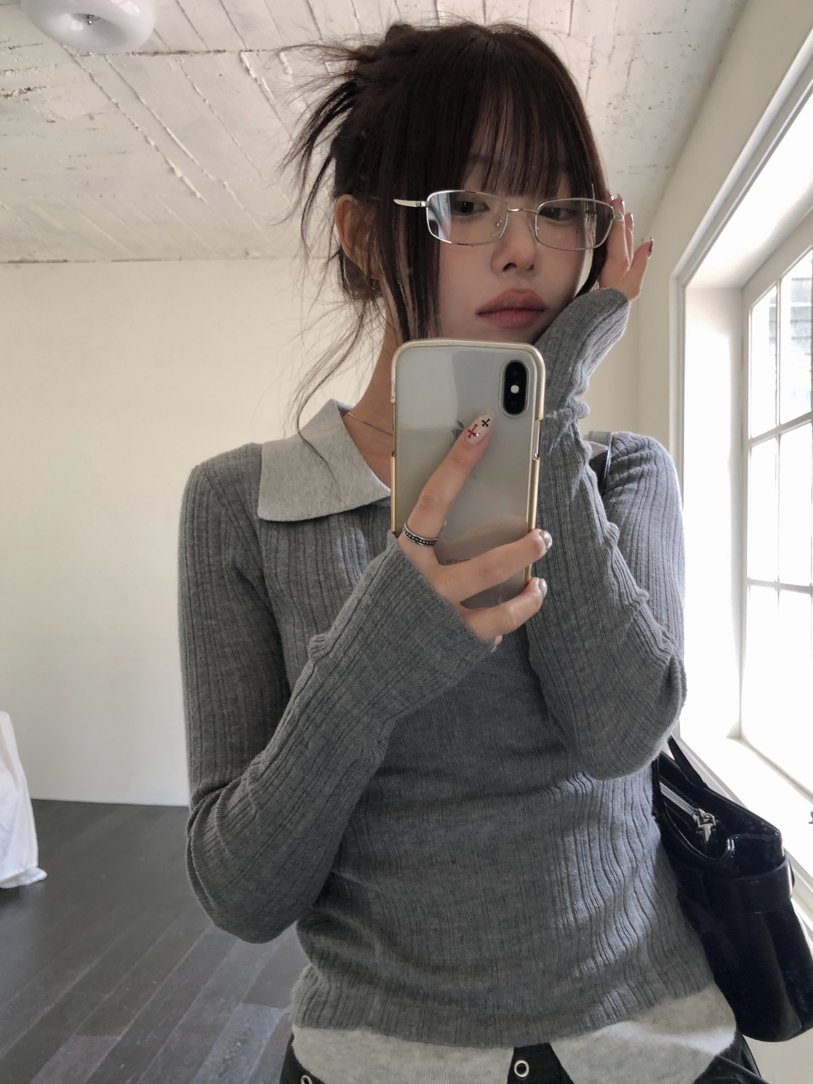 スクエア型メタルメガネ