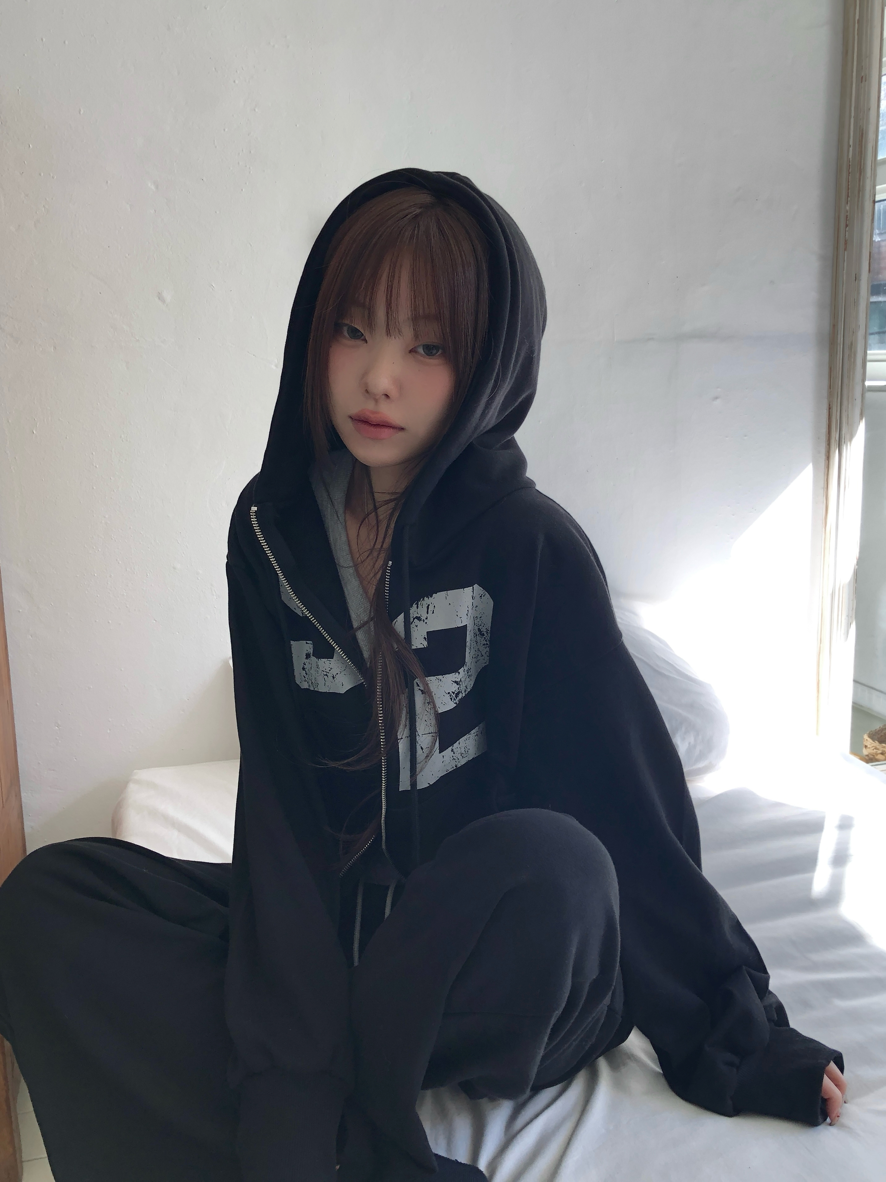 ナンバーダブルジップパーカー+ウエストゴムパンツトレーニングセットアップ