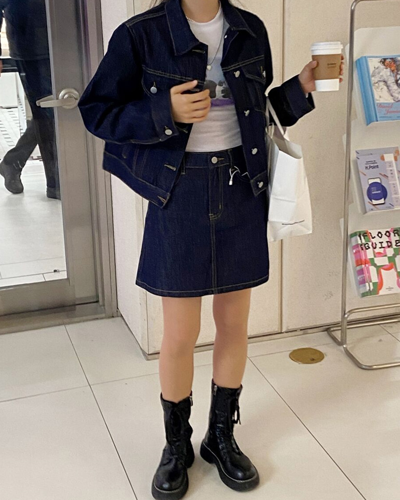 [セット購入可] 選べる デニム セットアップ (ジャケット / パンツ / スカート) (2color)