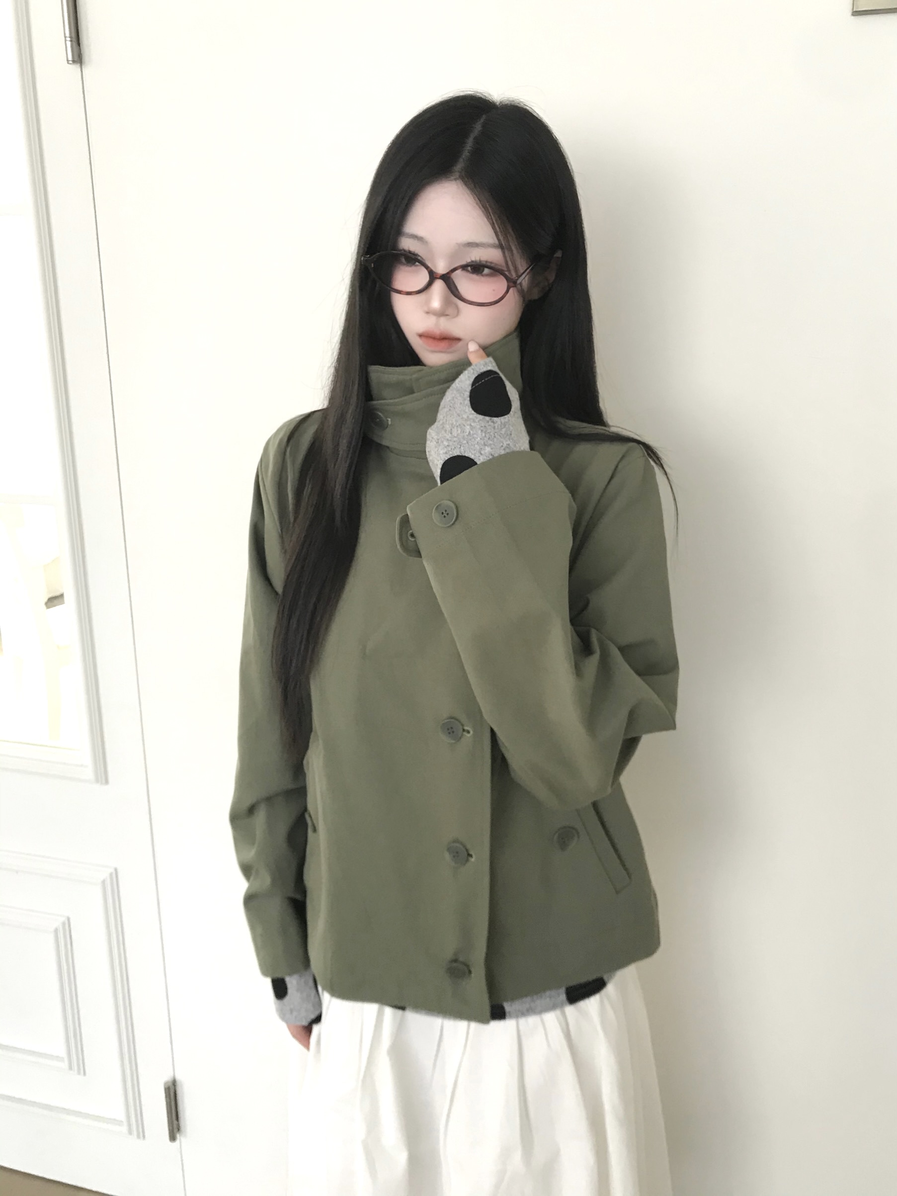 (3color)ハイネックトレンチジャケット