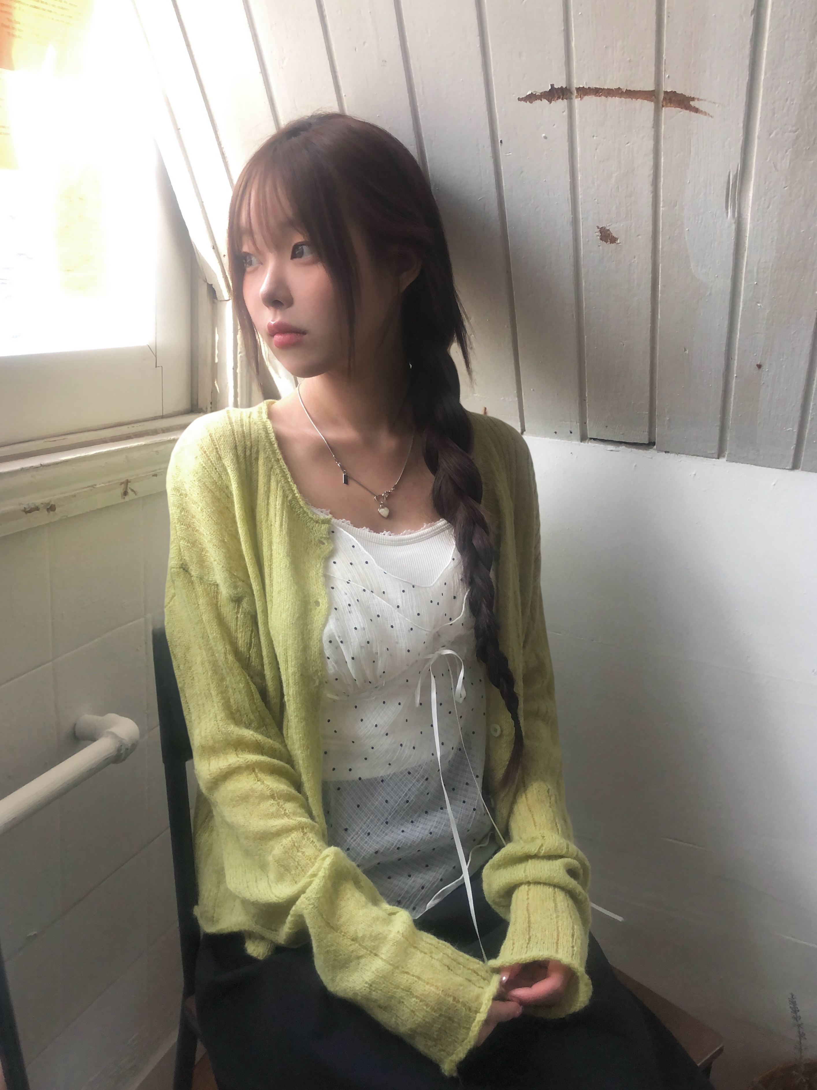 ウール混シアーシャギーニットカーディガン