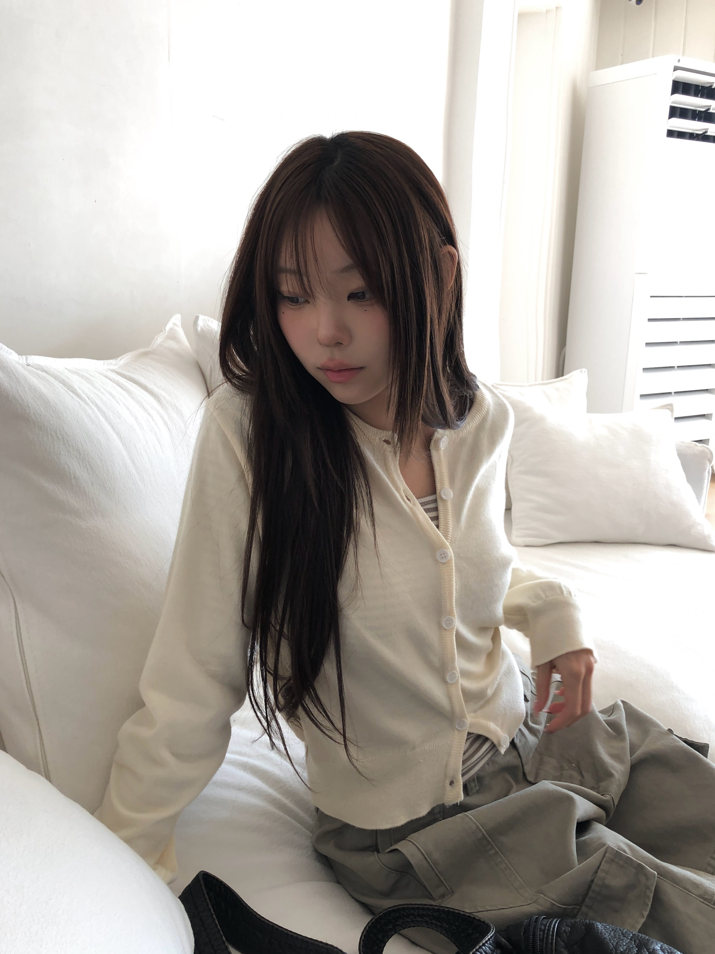 ラウンドシンプルベーシックニットカーディガン