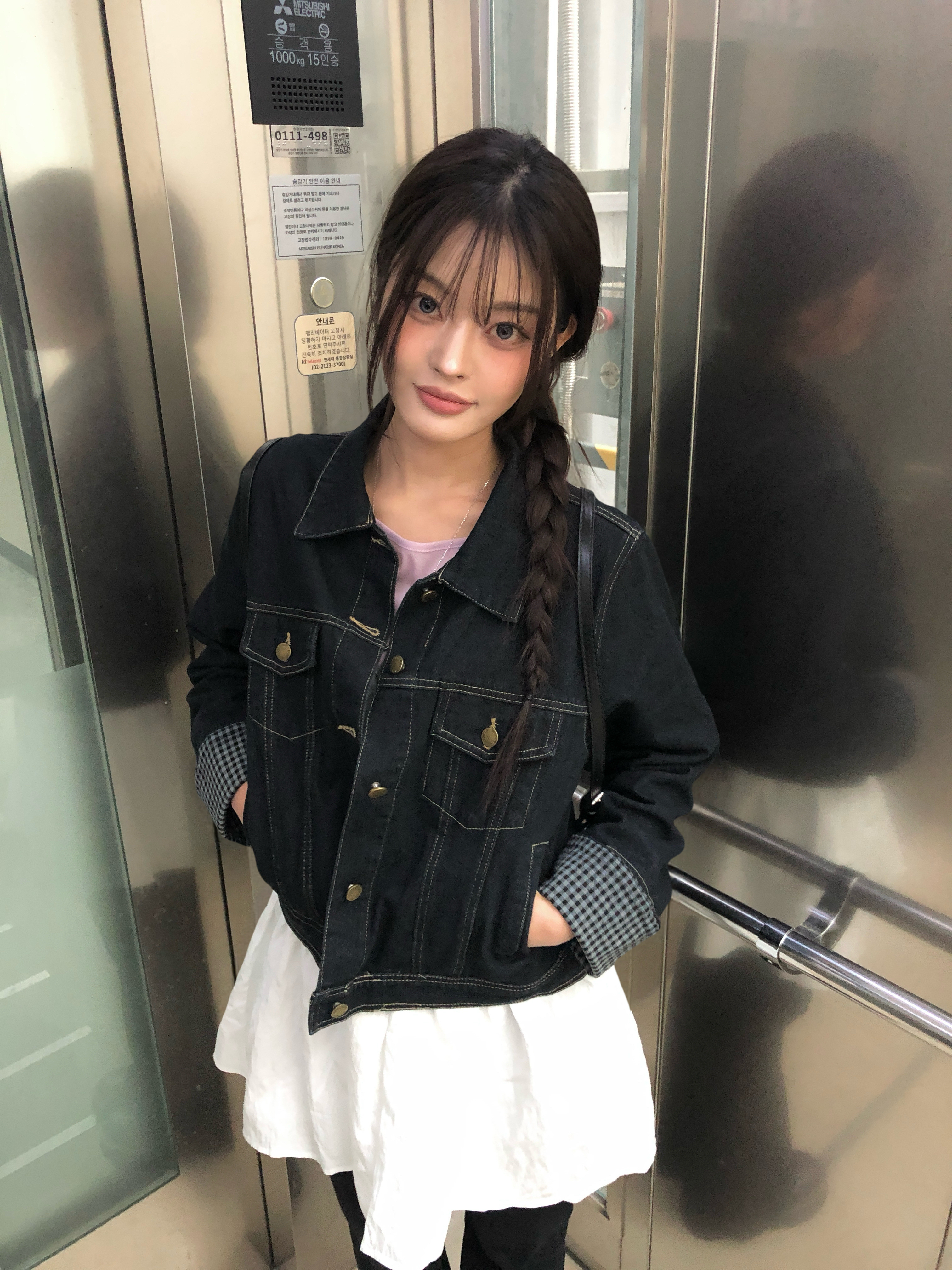 チェックステッチデニムジャケット