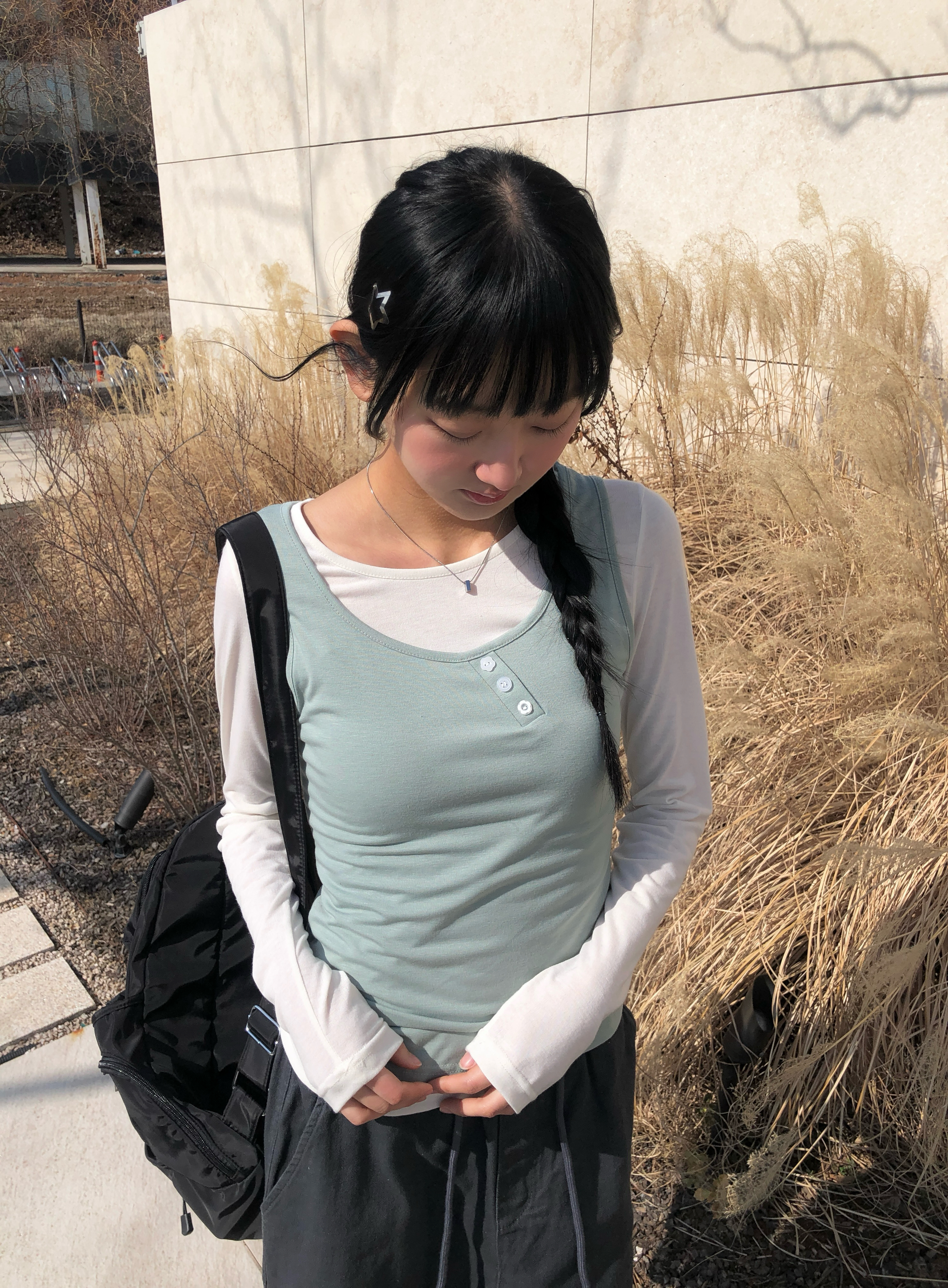 ボタンタンクトップ + シアー長袖Tシャツセット | ファッション通販