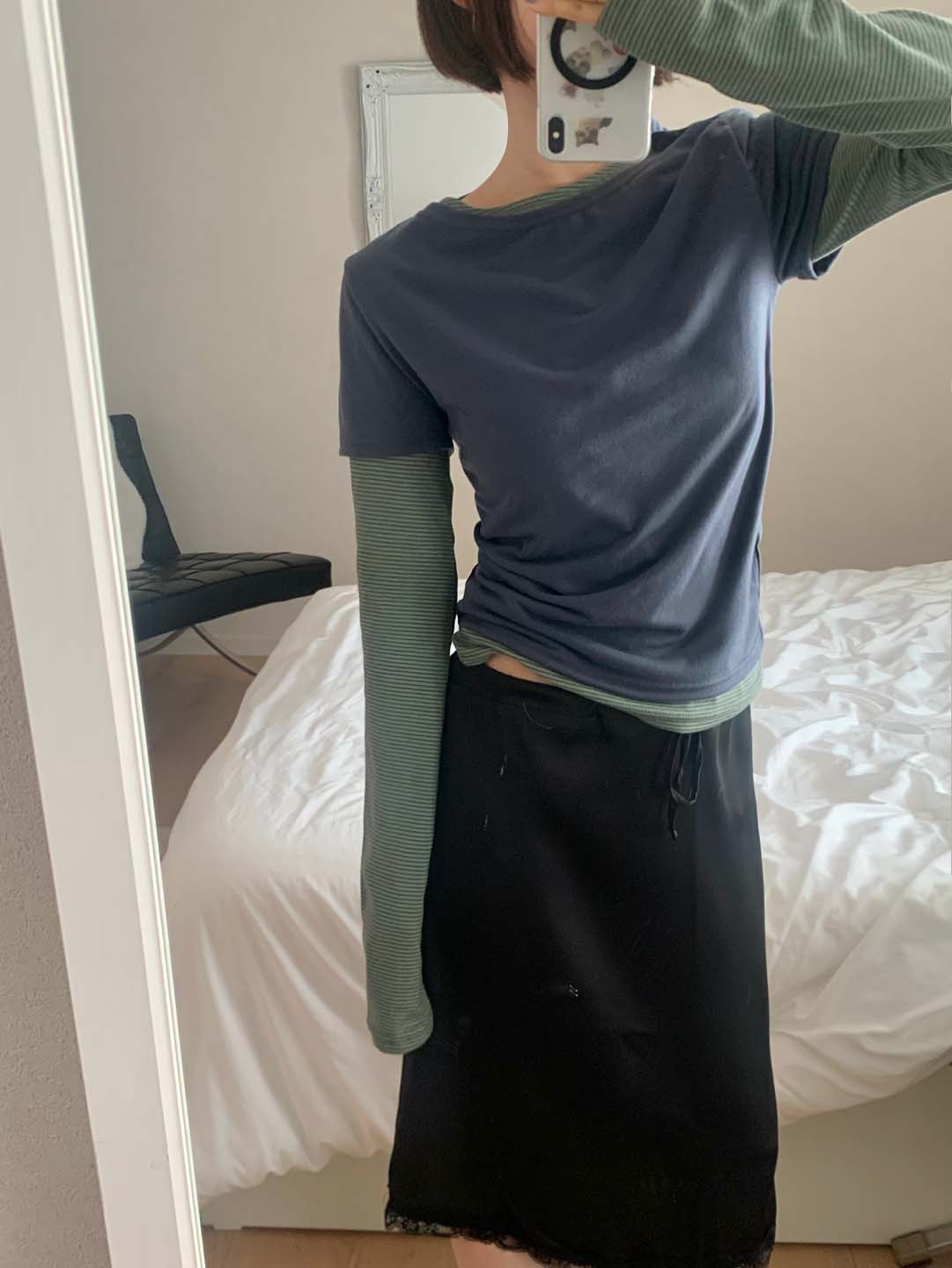 (set)ボーダーレイヤードセット