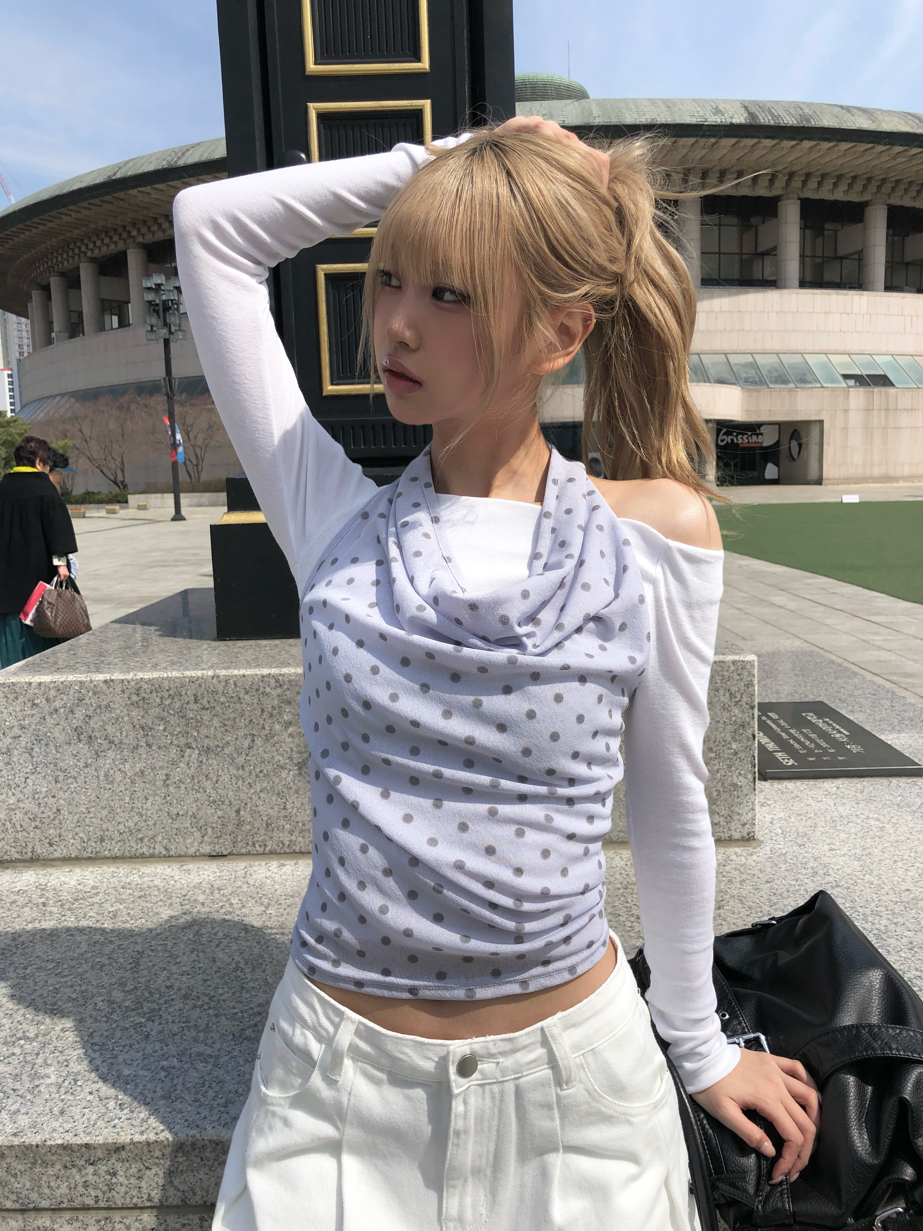 ドットドレープホルタータンクトップ