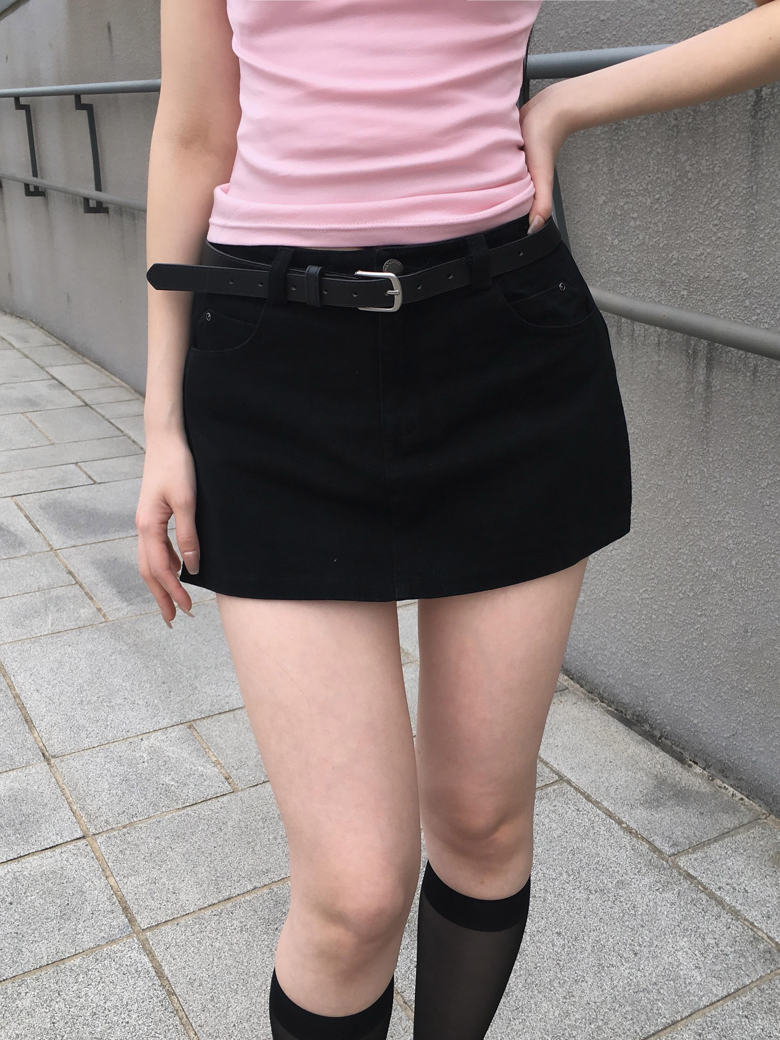 ベルト付きローライズミニスカパン