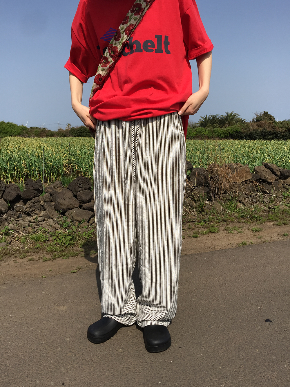 ウエストゴムストライプ ボーダーパンツ