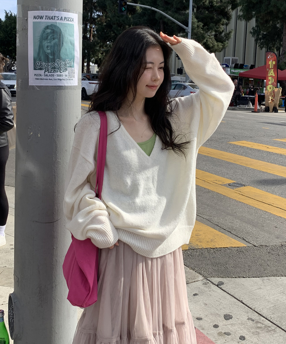 Moa v-neck knit_ivory