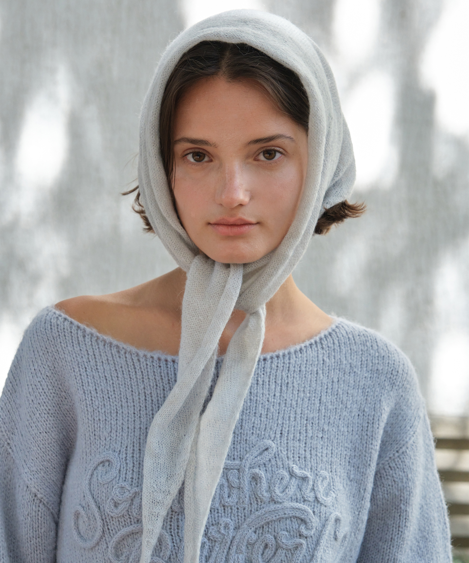 Kid Mohair Knit Scarf - 3Color