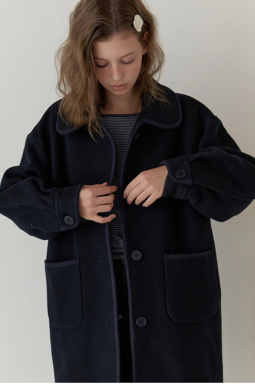Knit Trim Coat (Navy)7.jpg
