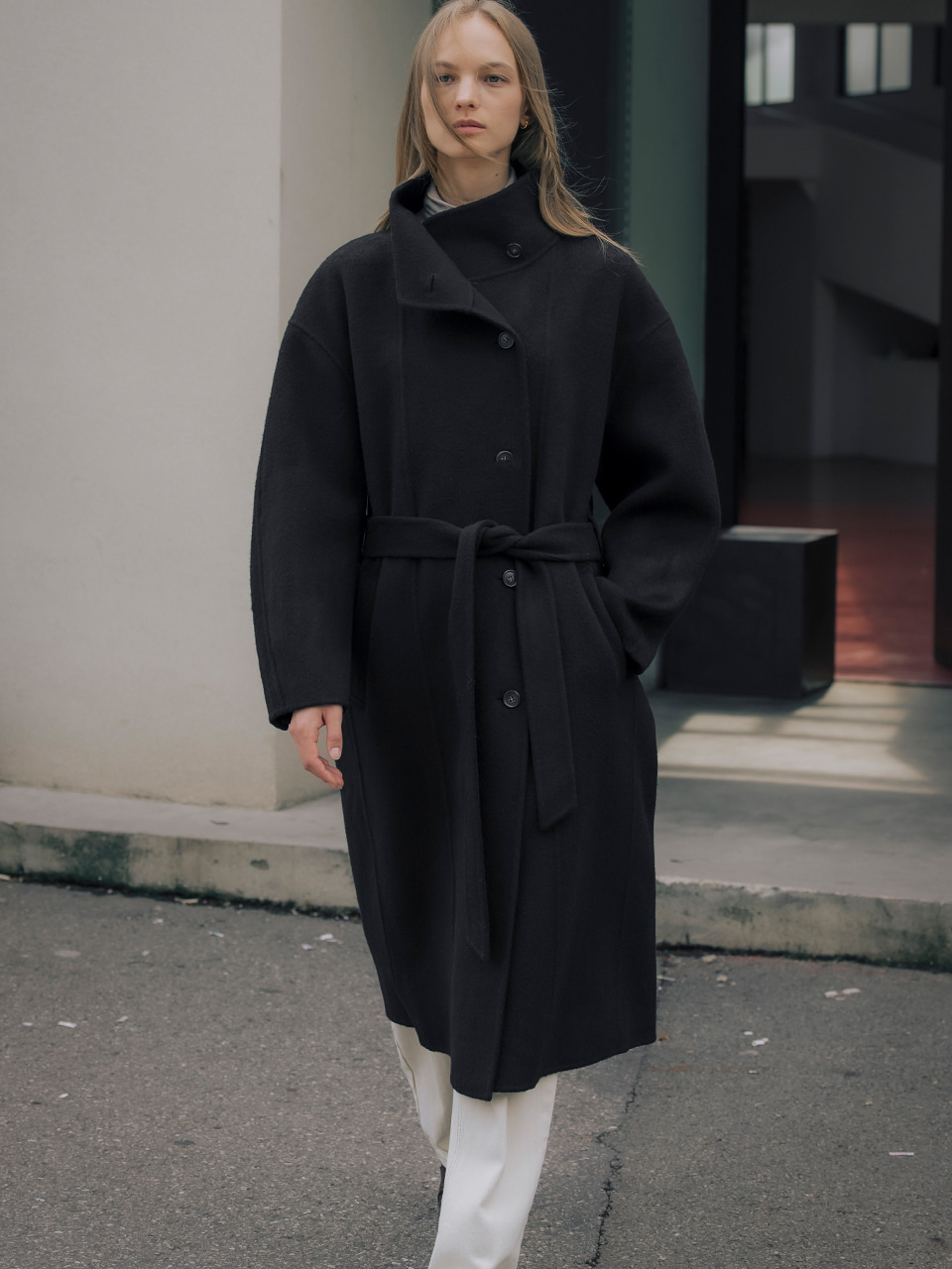 ジャケット・アウター CAEL handmade wool buckle short coat CAEL handmade wool buckle short coat_black | ファッション通販