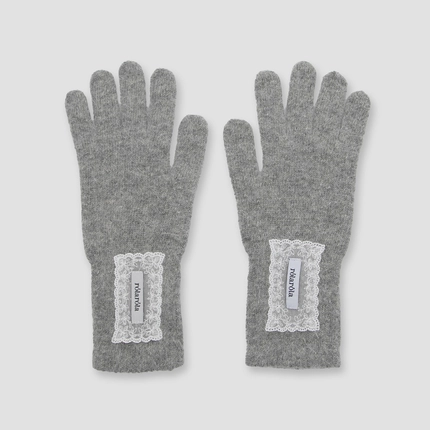 [aina x rolarola] LACE LABEL ANGORA GLOVES CHARCOAL