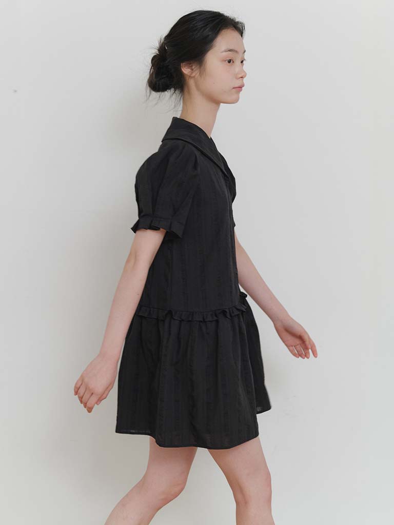 Andequal collar design puffy onepiece 黒 LACE COLLAR ONEPIECE_BLACK | ファッション通販サイト NUGU