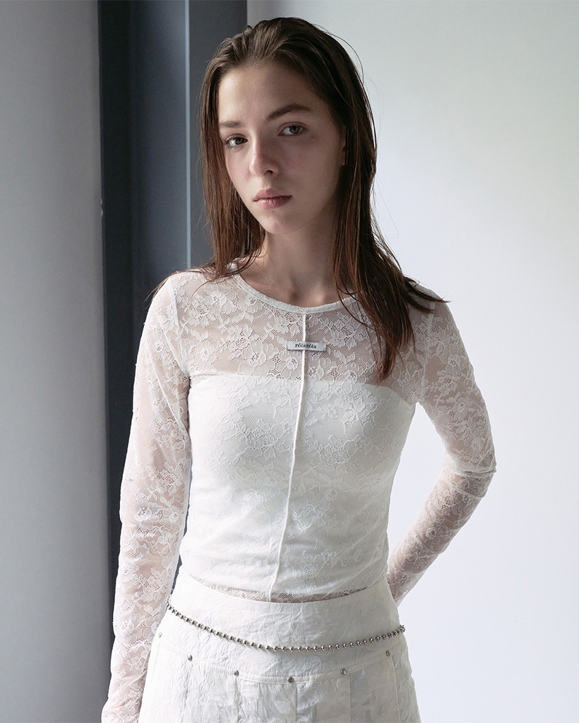 LACE SEE-THROUGH T-SHIRT WHITE