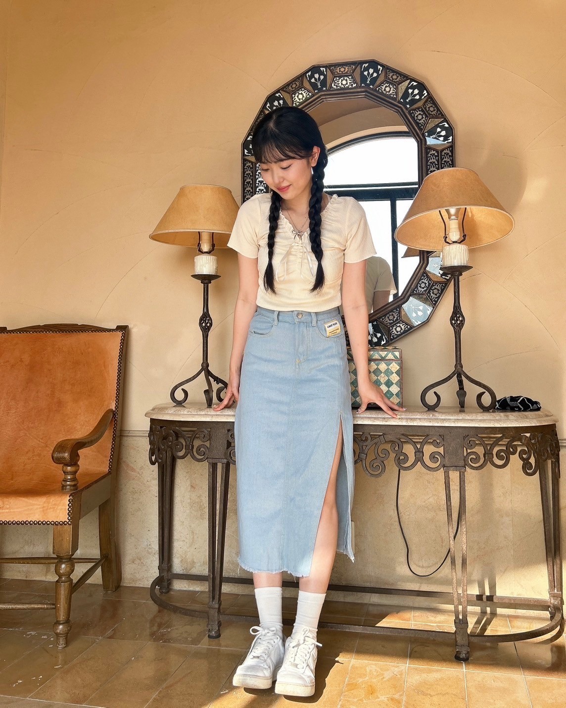 サイドスリット ロング デニムスカート | ファッション通販サイト NUGU 