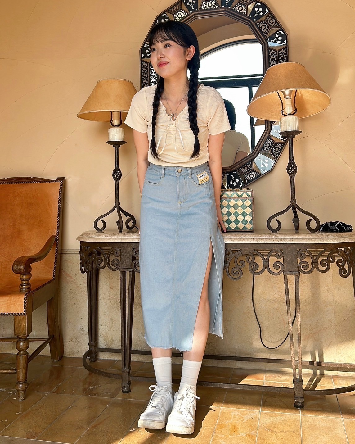 サイドスリット ロング デニムスカート | ファッション通販サイト NUGU 