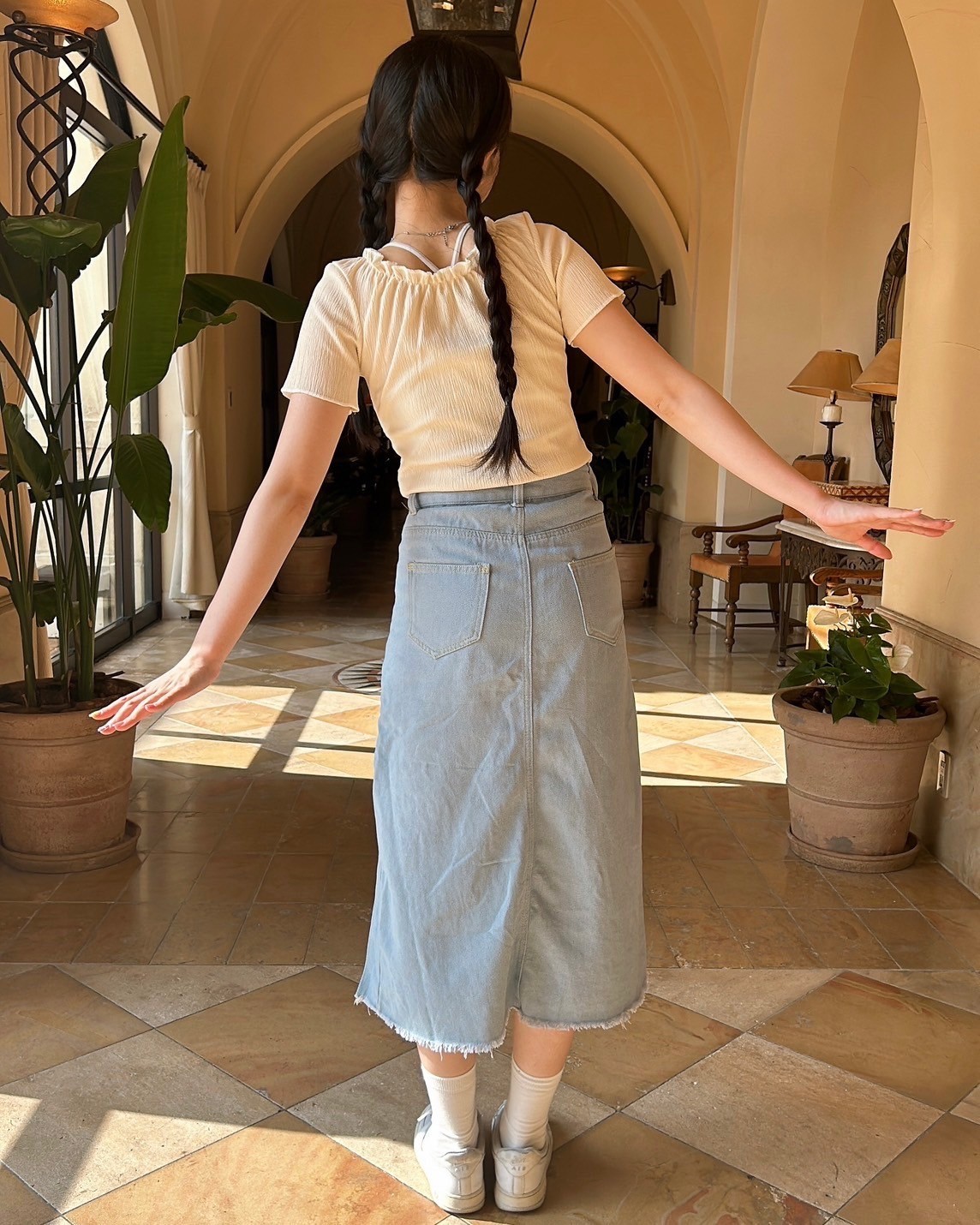 サイドスリット ロング デニムスカート | ファッション通販サイト NUGU 