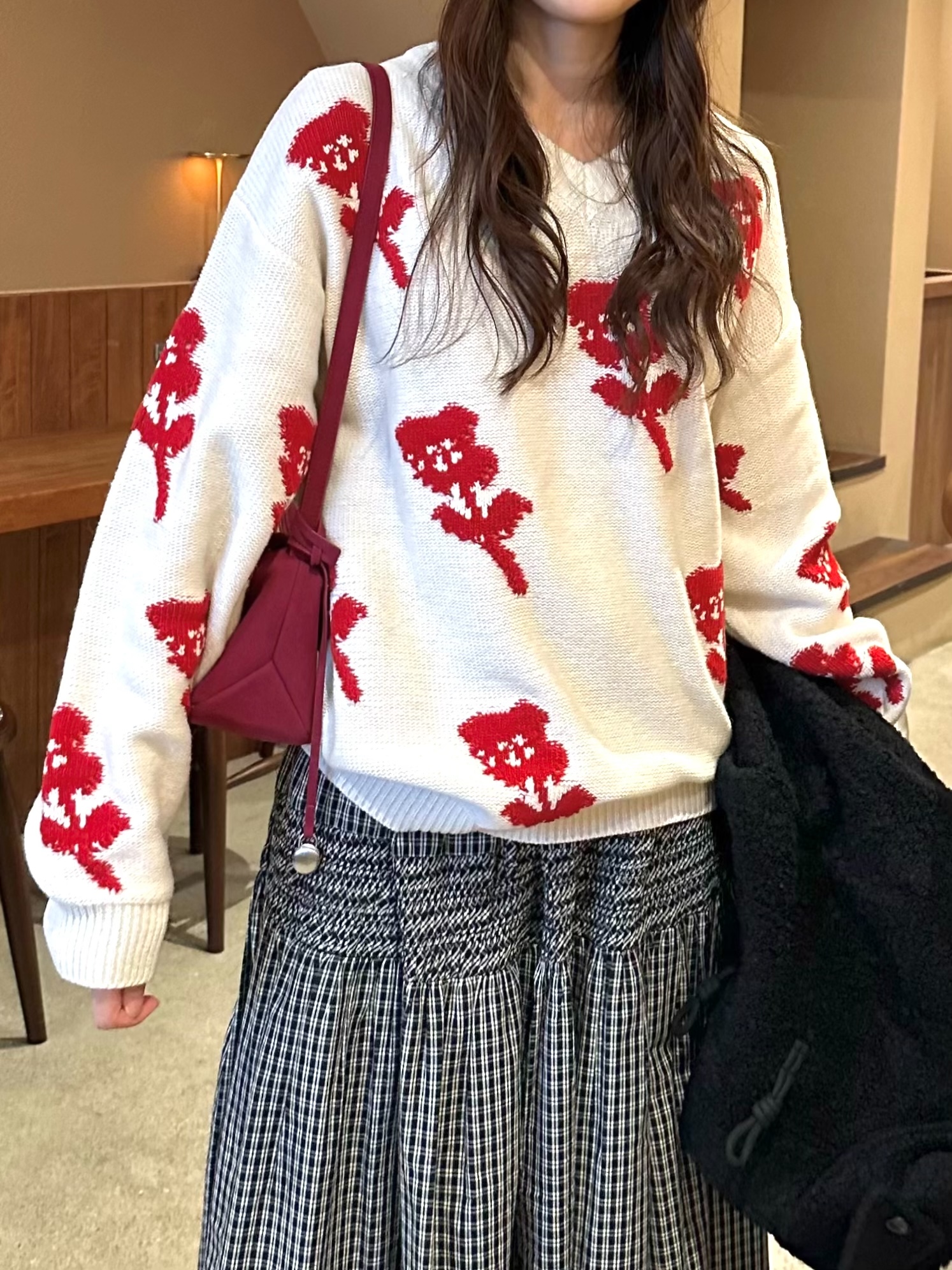 【購入特典】[NAMI x Sinoon] SN Flower Loose Fit Knit (Ivory)