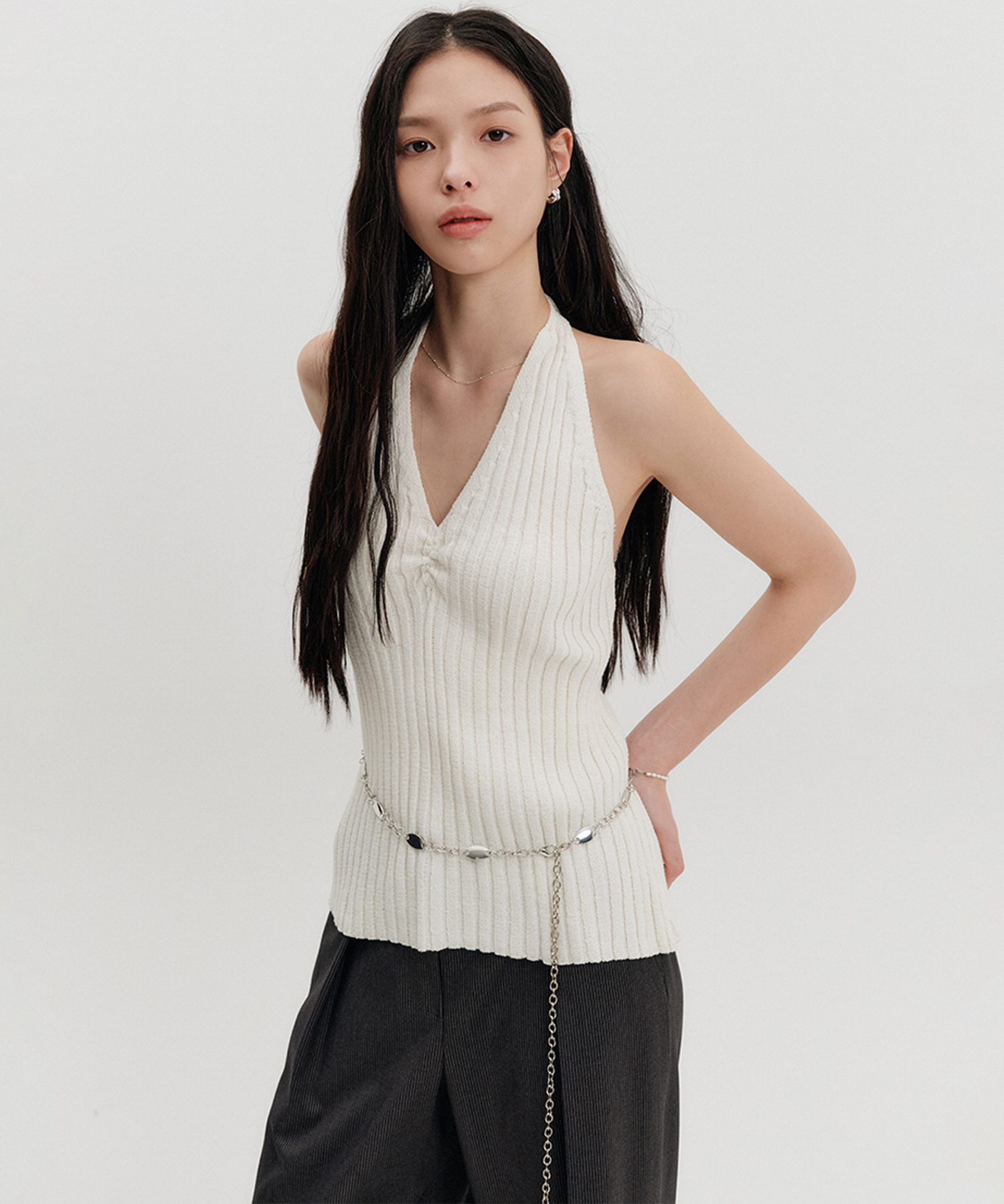 [LOOKAST]BELLA HALTER NECK KNIT TOP_3色 BELLA HALTER NECK KNIT TOP_IVORY | ファッション通販サイト NUGU