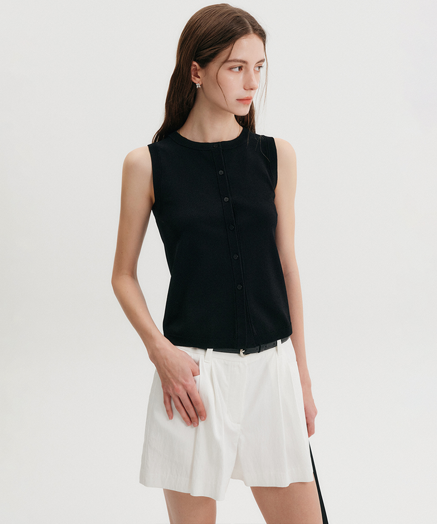 DONA SLEEVELESS KNIT VEST_BLACK