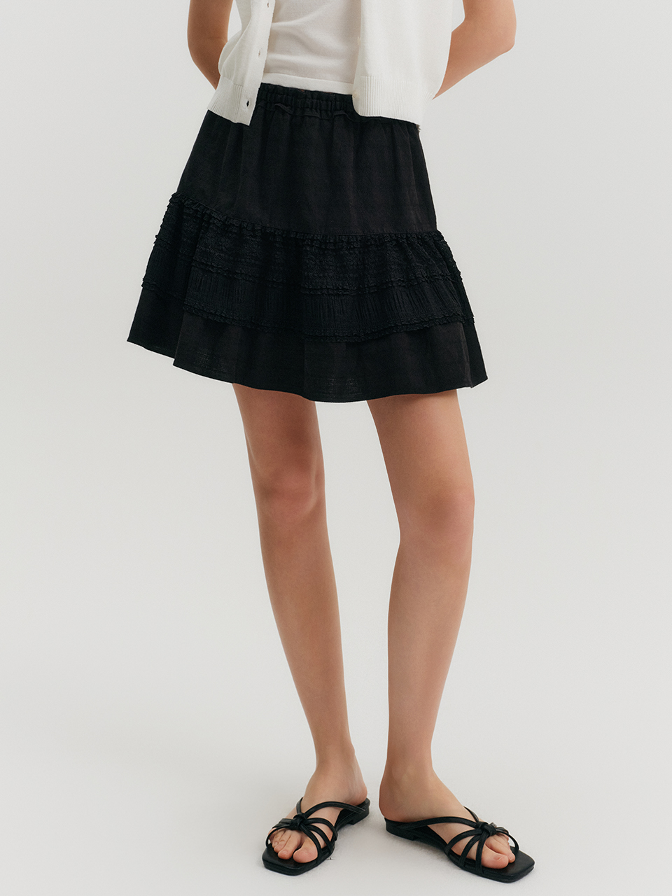 【suzen】Lujen Shirring Banding Skirt LULU SHIRRING BANDING SKIRT_BLACK | ファッション通販サイト NUGU