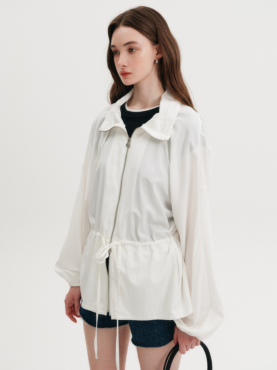 LINA SHIRRING WINDBREAKER JUMPER_IVORY