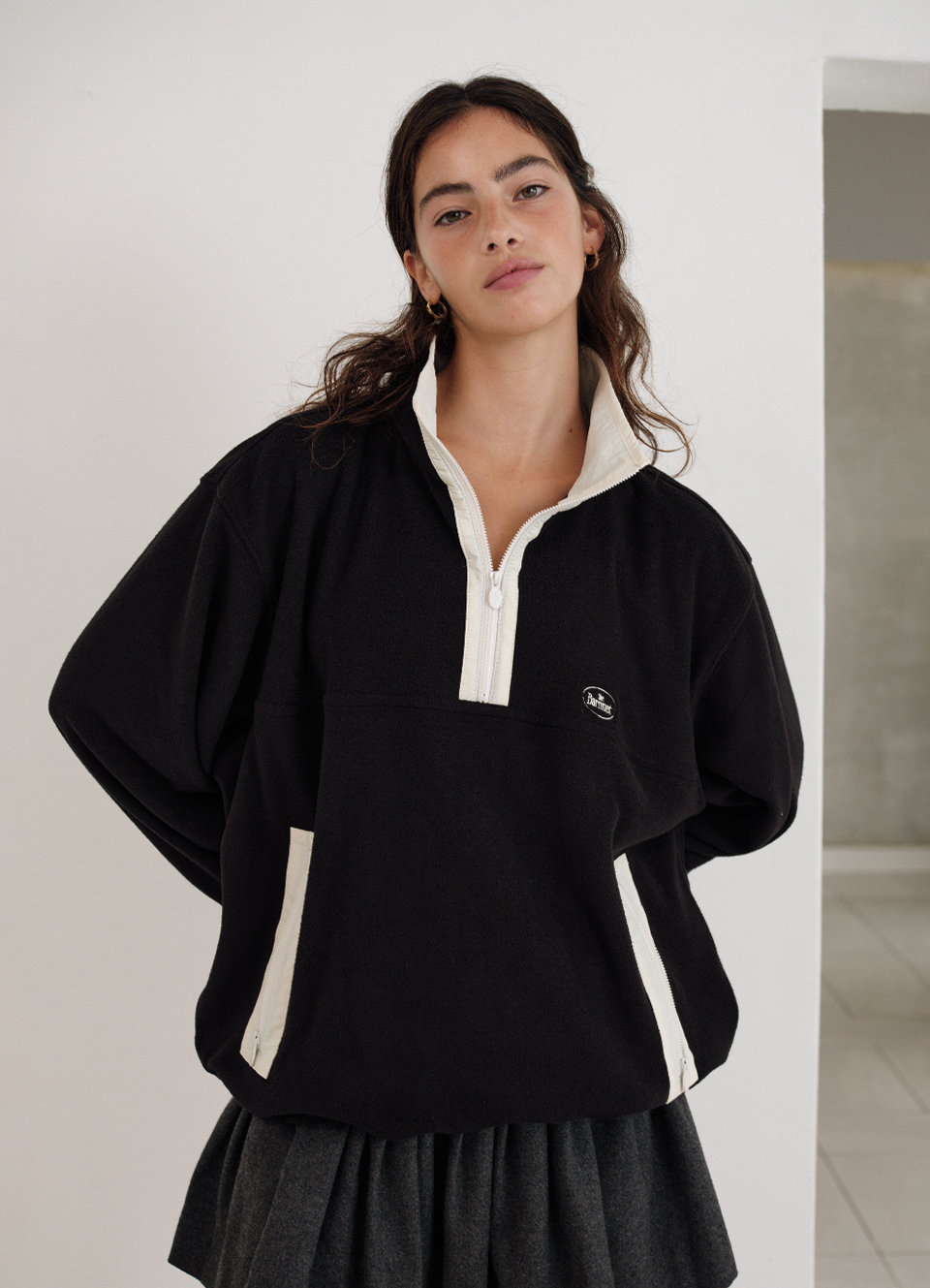 【購入特典】Laska Fleece Half-Zip Pullover_Black