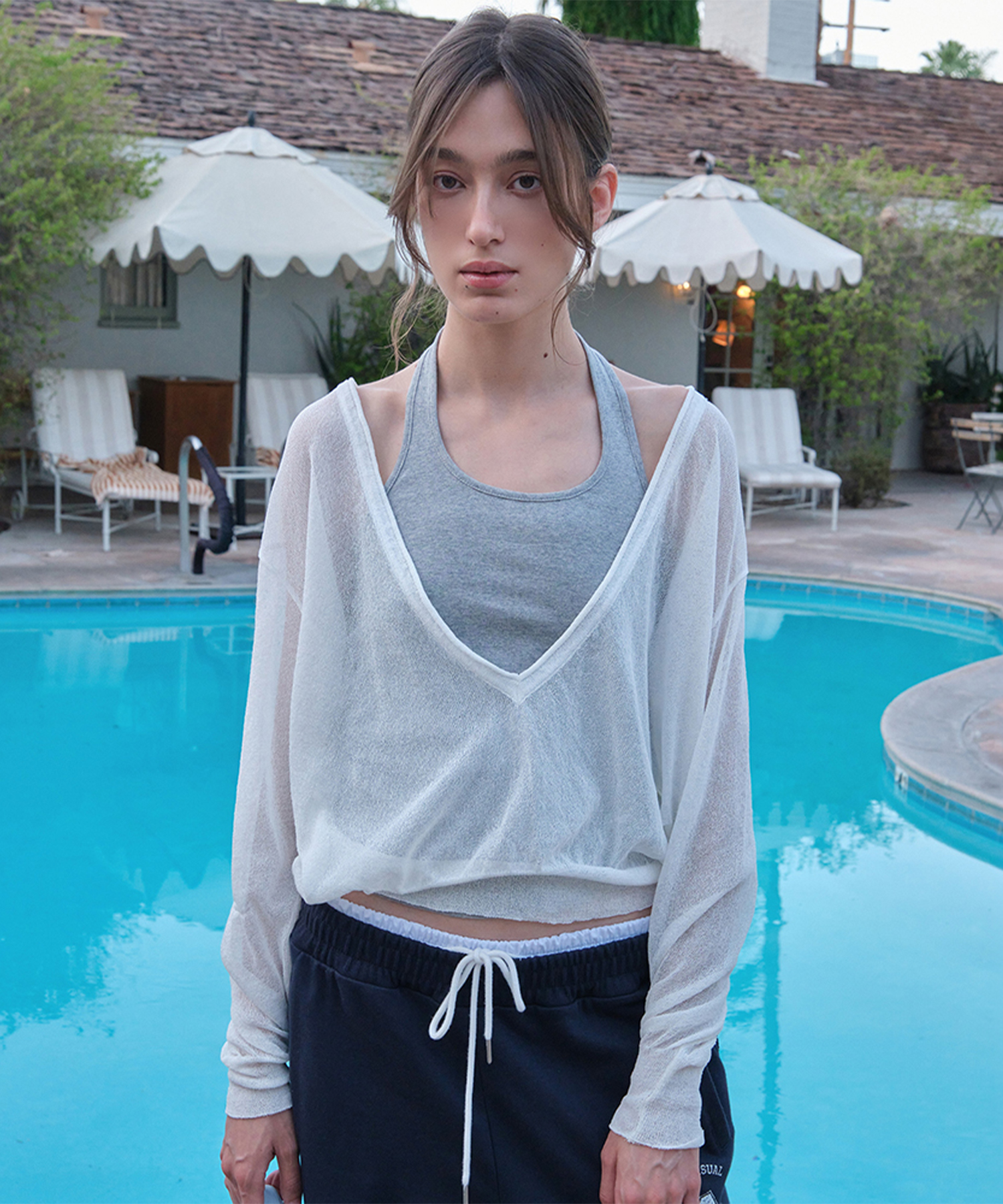 Light Deep V-Neck Knit - Ivory