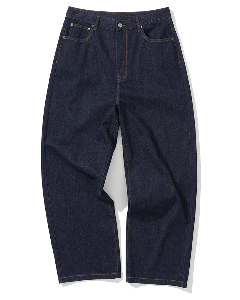 Linen Like Wide Fit Denim Pants - Deep Indigo